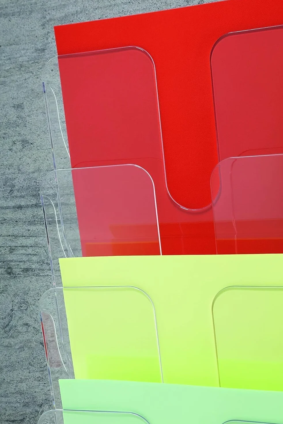 Durable Portariviste da parete Flexiplus Duo Set, espositore plexiglass A4, doppio espositore da parete 6 scomparti con 2 set di fissaggio, trasparente