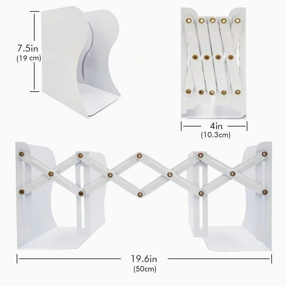 Qualsen 2 Pezzi Fermalibri in Metallo Antiscivolo Regolabile, Per Casa Ufficio Scuola Reggilibri (Nero, Può Essere Esteso Fino a 50 cm) | 2 Pezzi Espandibile 50CM Ferma libri per Libreria, Uffici, Scuole, Soggiorni, Librerie e Biblioteche, Resistente