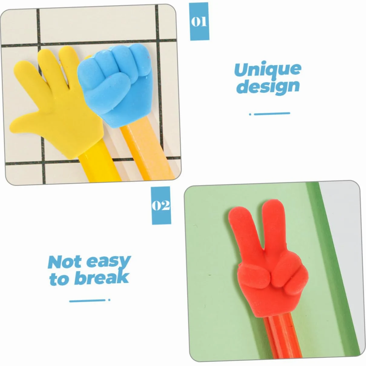 HOMSFOU 4 Set Cancellare Dito Per Decorativi Cartone Animato Per Scuola 20 Pezzi * 4