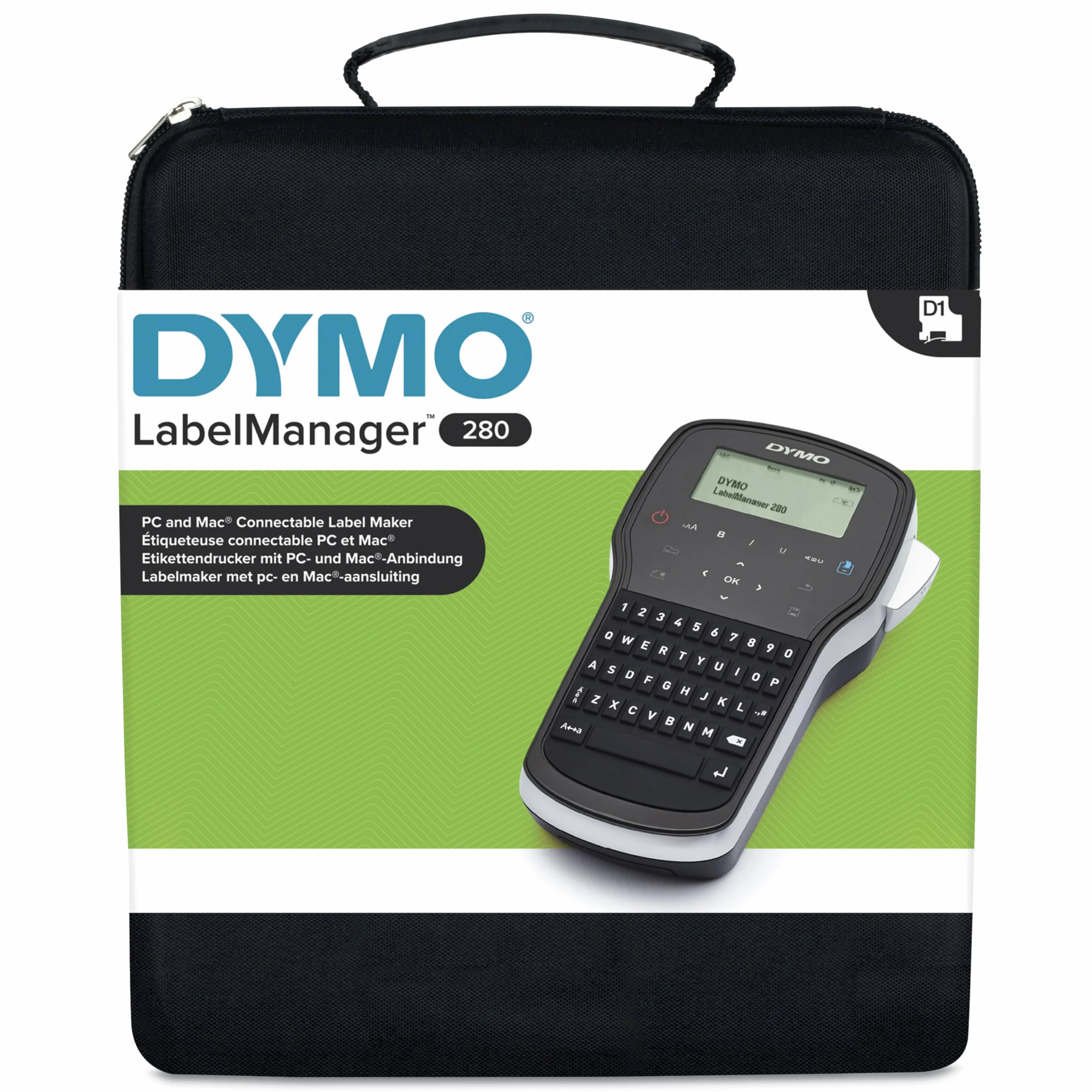 DYMO LabelManager 280 etichettatrice portatile ricaricabile tastiera QWERTY custodia nastri D1