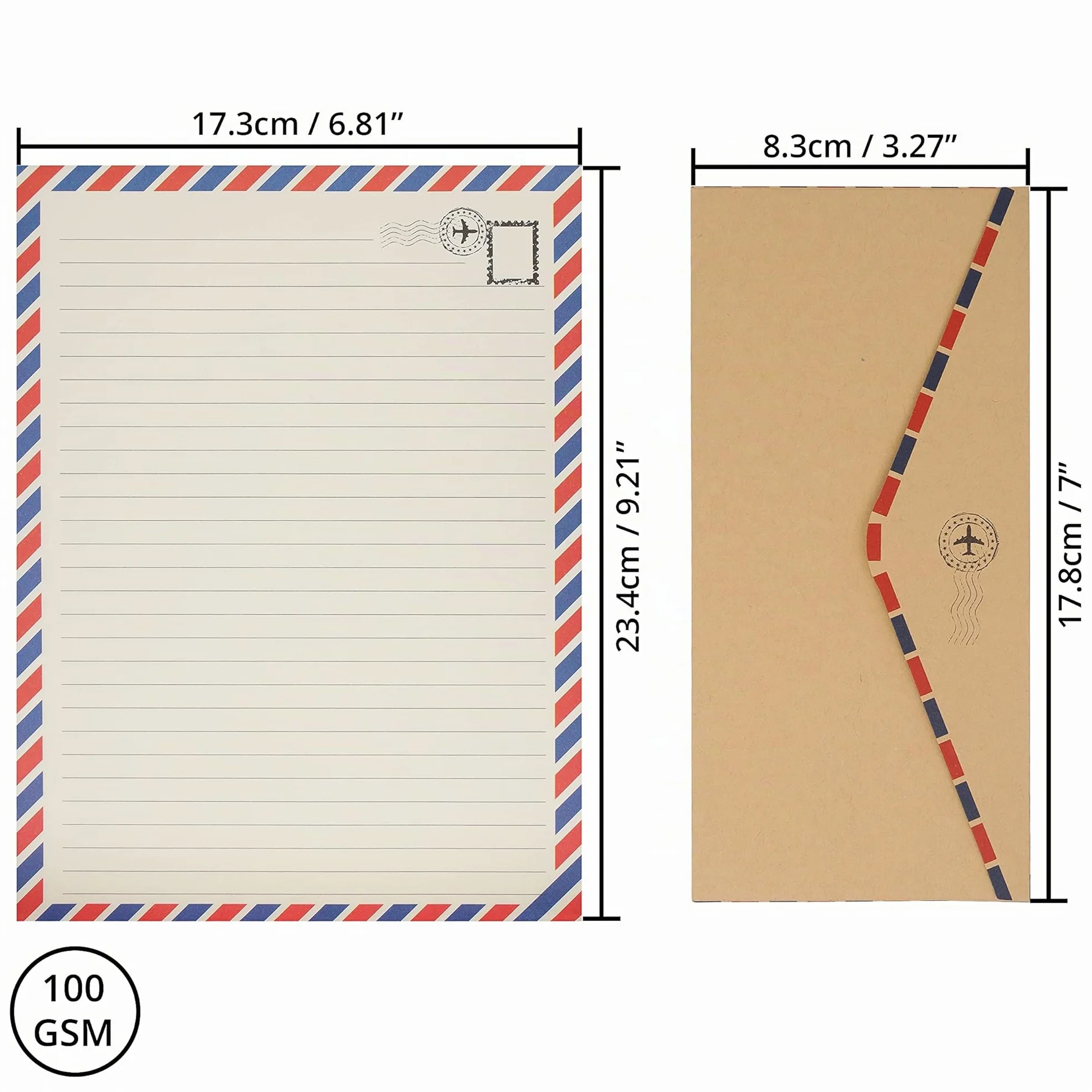 Belle Vous Carta Da Lettere Vintage 96 Pezzi - 48 Fogli Premium Formato Lettera 48 Buste Set Carta Viaggio