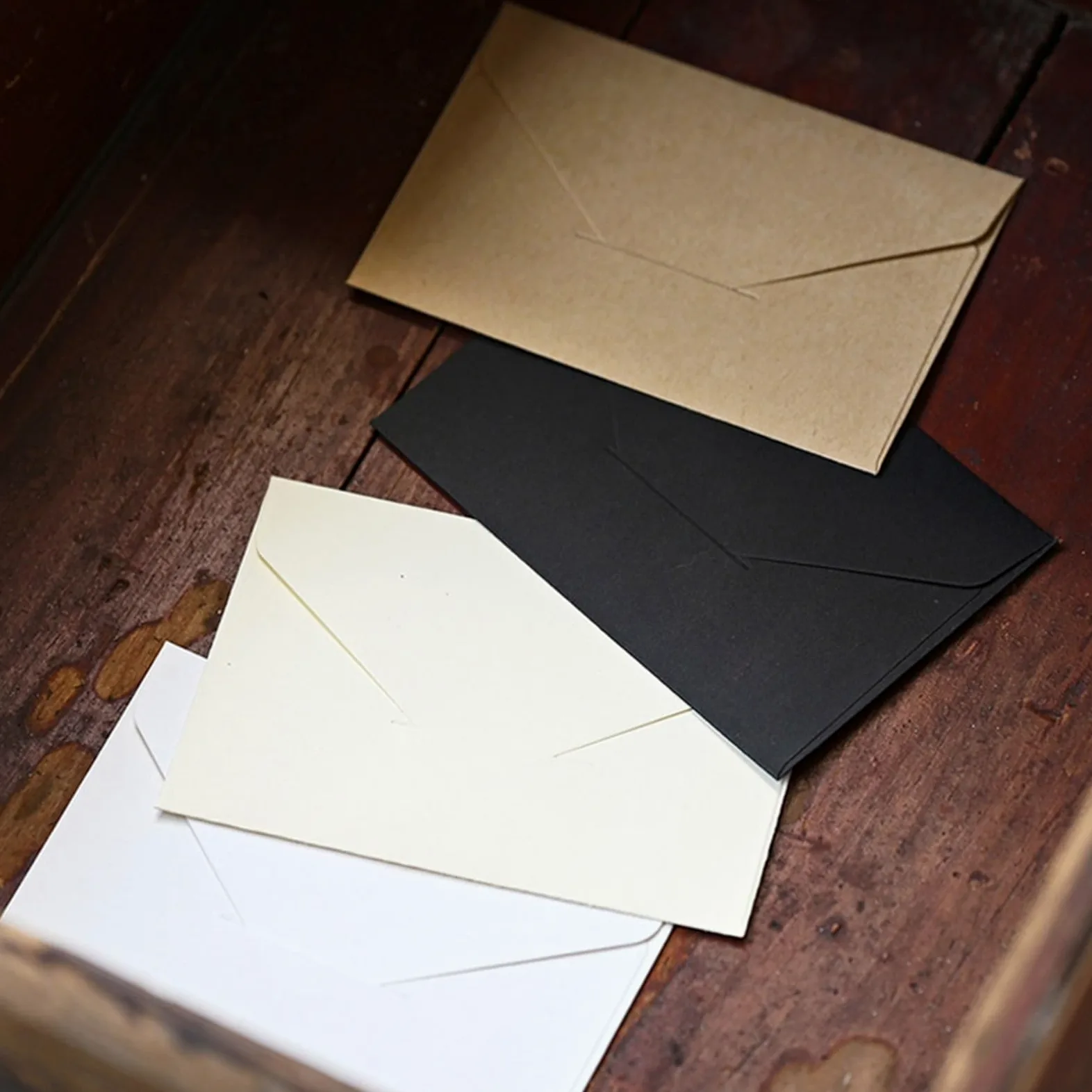 25 buste con finestra for lettere, confezione fatta a mano fai da te, carta bianca, cartolina retrò, busta regalo for invito a nozze Per Inviti(Black)
