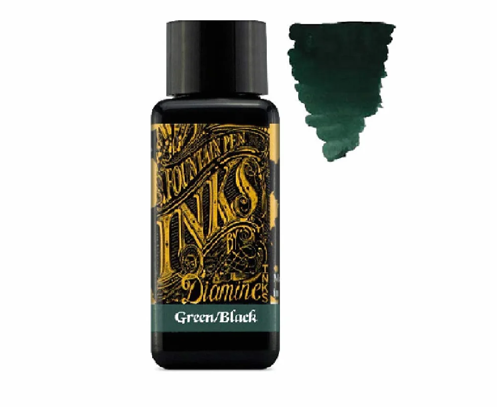Diamine Inchiostro per penna stilografica, 30 ml, colore base, 6 x bottiglie – Sepia, Green Black, Earl Grey, Ancient Copper, Twilight, Jet Black