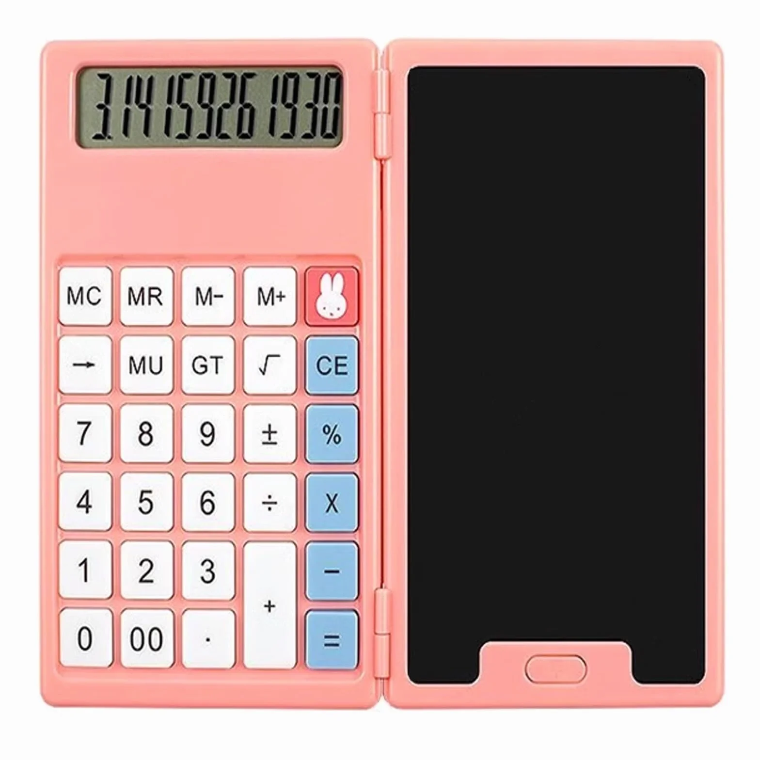 Calcolatrice Scientifica Rosa Scientifica con Lavagna Cancellabile 6.7 Pollici Display LCD a 12 Cifre Calcolatrice Tascabile 17.4×15.3cm，per Ufficio Scuola Casa