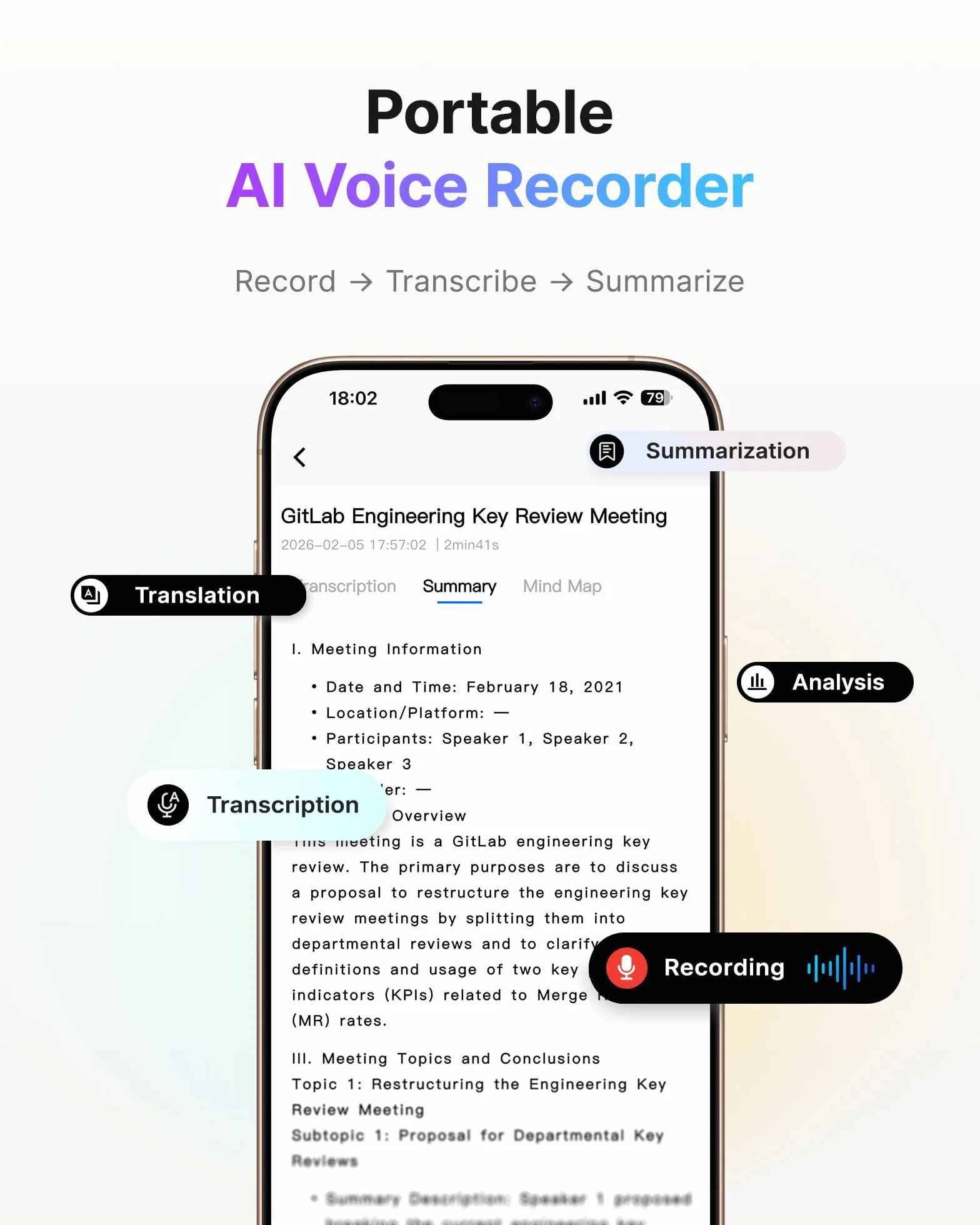 BOYA Notra Registratore Vocale AI con Trascrizione Automatica in 145 Lingue Sommari Intelligenti, Supporto per Registrazione Ambientale, Chiamate, Cuffie Bluetooth, Ideale per Appunti Riunioni, Nero