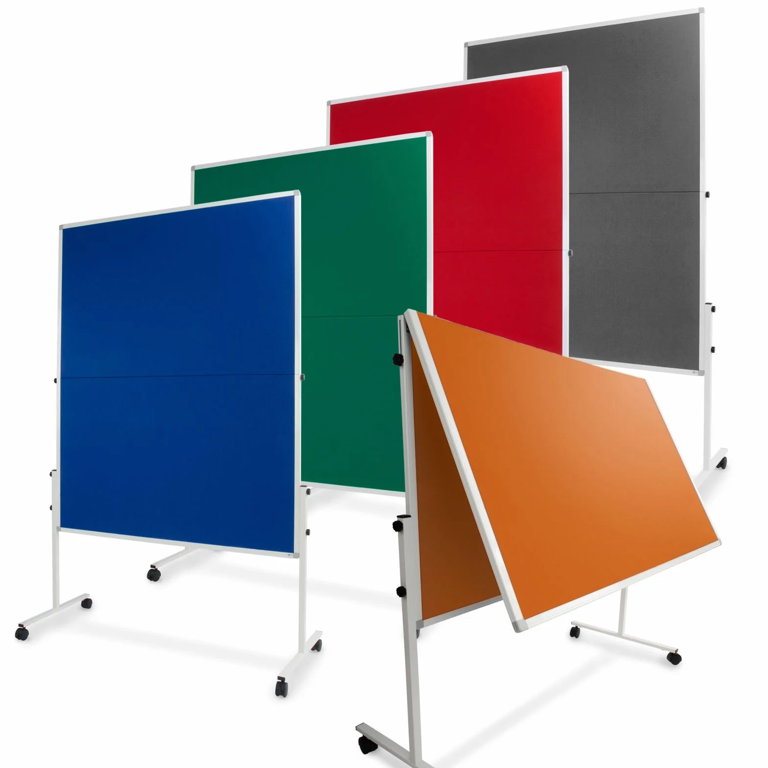 Master of Boards - Lavagna pieghevole in feltro, con rotelle, 120 x 150 cm, colori assortiti grau