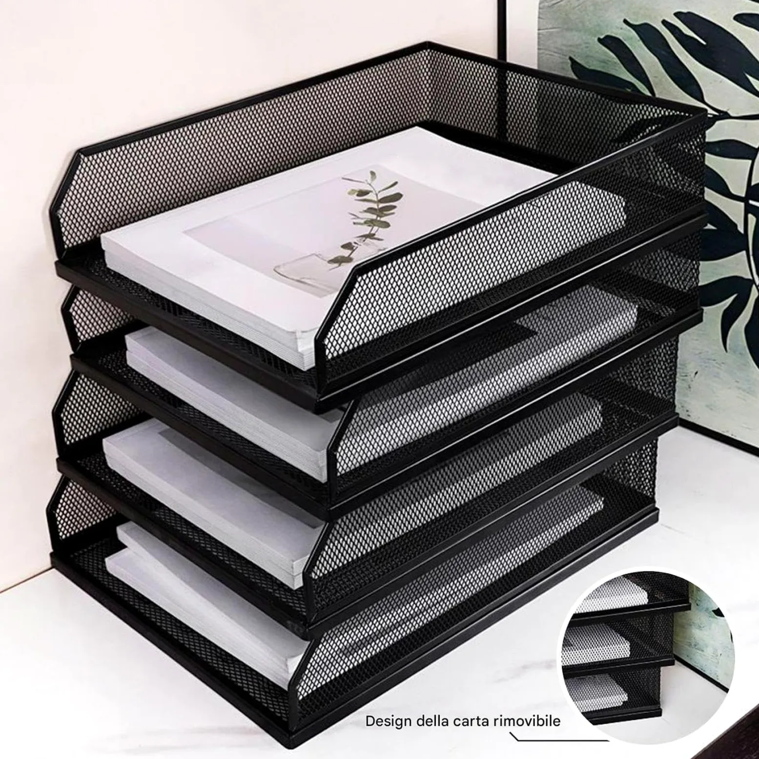 Organizer per : portadocumenti verticale per riporre l'area di lavoro | Organizer da tavolo impilabile in rete per ufficio, scuola, aula, sala studio, cassettiera, tavolo, scrivania, lavo