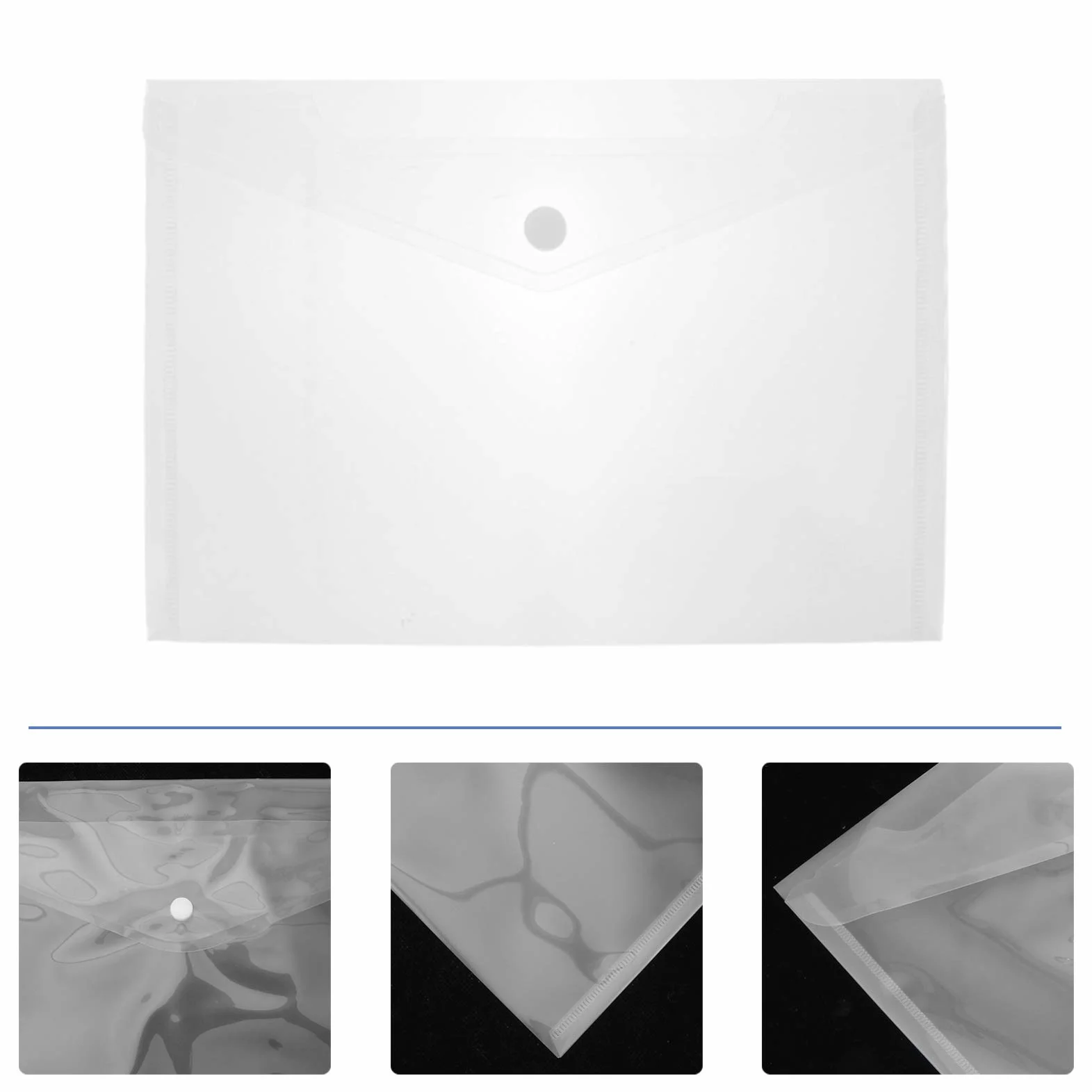 40Pcs Buste di Plastica Sacchetti di File di Cartelle di File con Bottone a Pressione A4 Dimensione Chiaro Documento per I Documenti