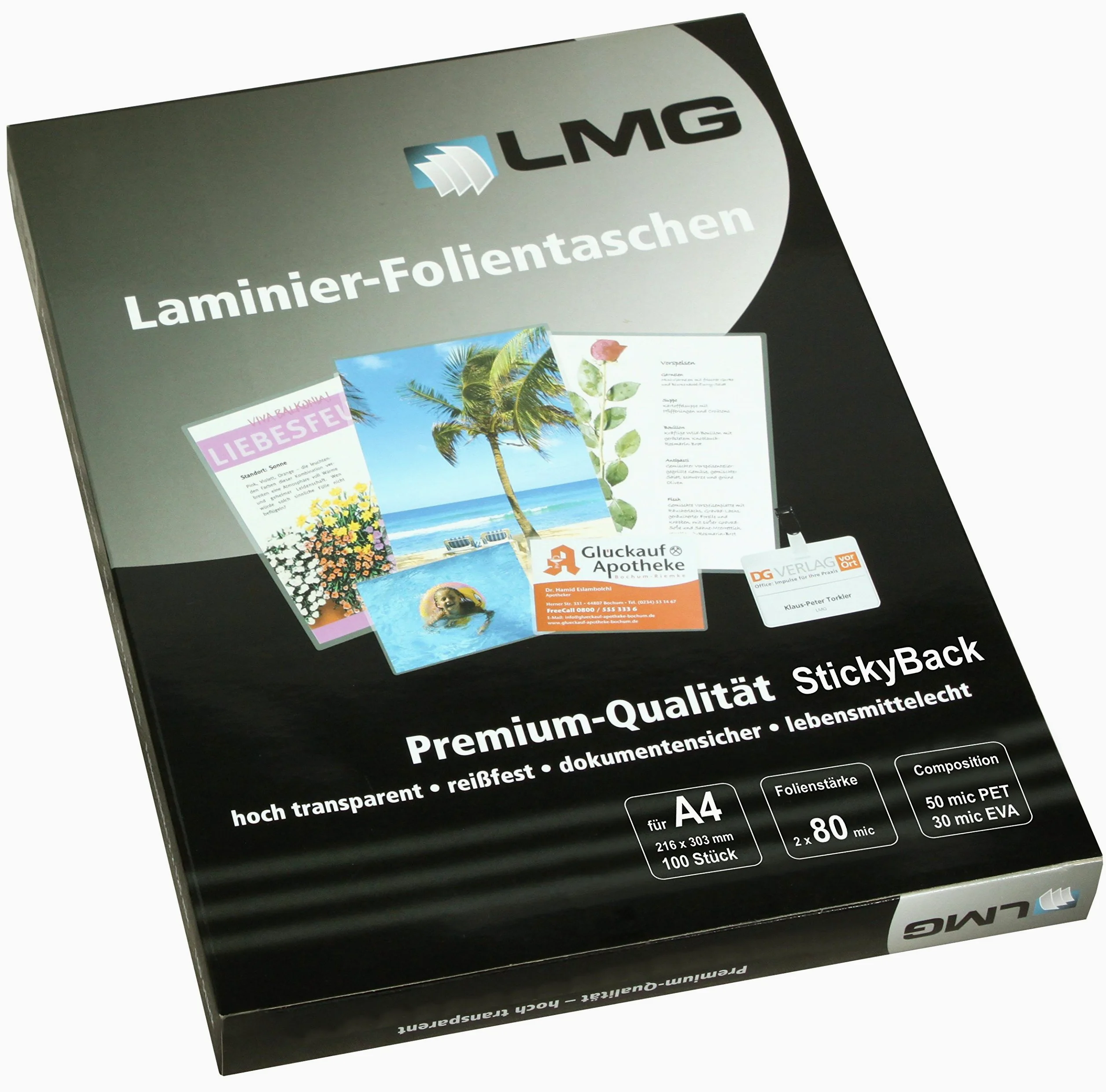 LMG lmga4 – 80S Pouches A4, 216 X 303 mm, 2 X 80 Mic con retro adesivo, 100 pezzi