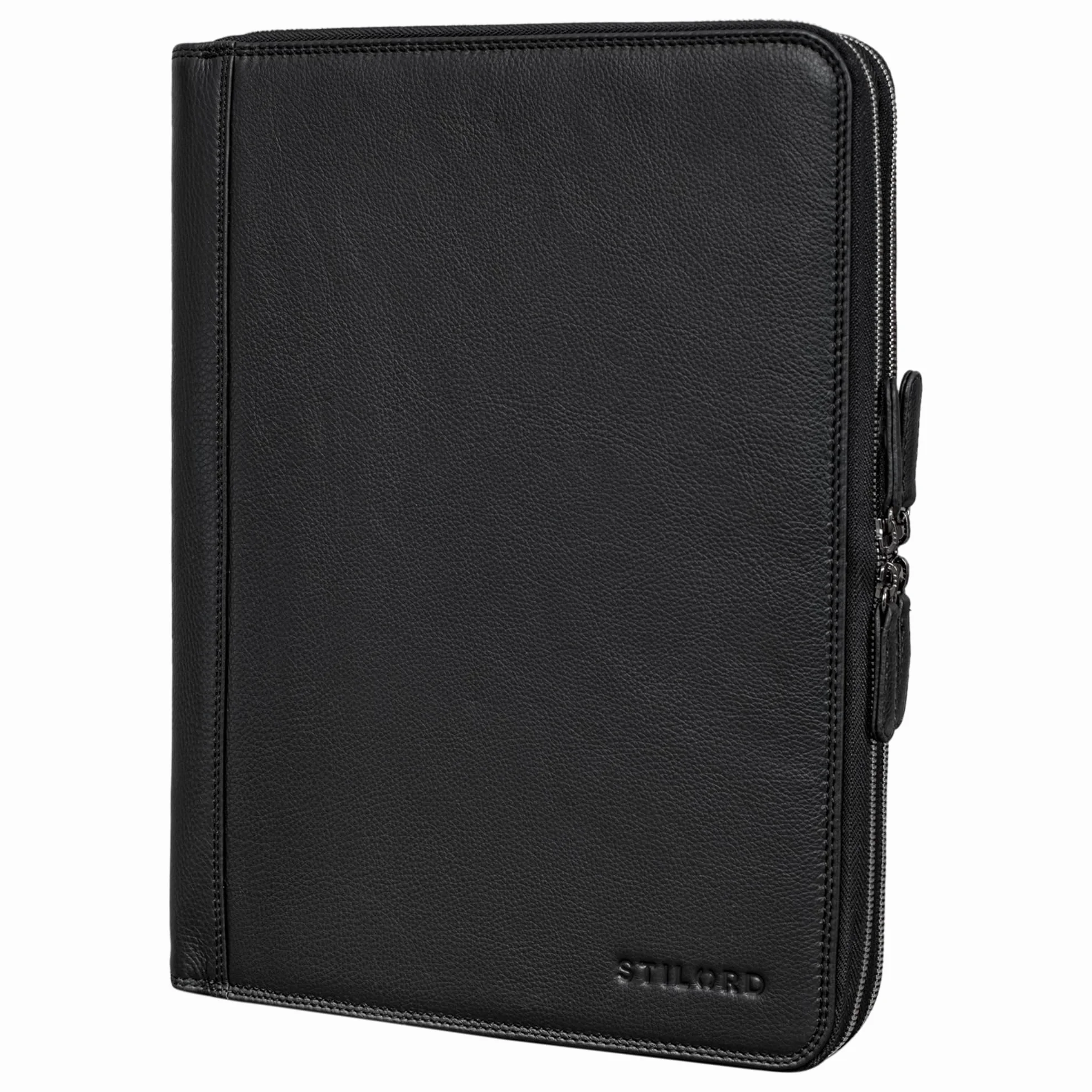 STILORD Ferris Cartella A4 Portadocumenti in Pelle Vintage Borsa per Tablet Custodia per MacBook 13,3 Pollici Raccoglitore Porta PC Portablocchi Cuoio Nero