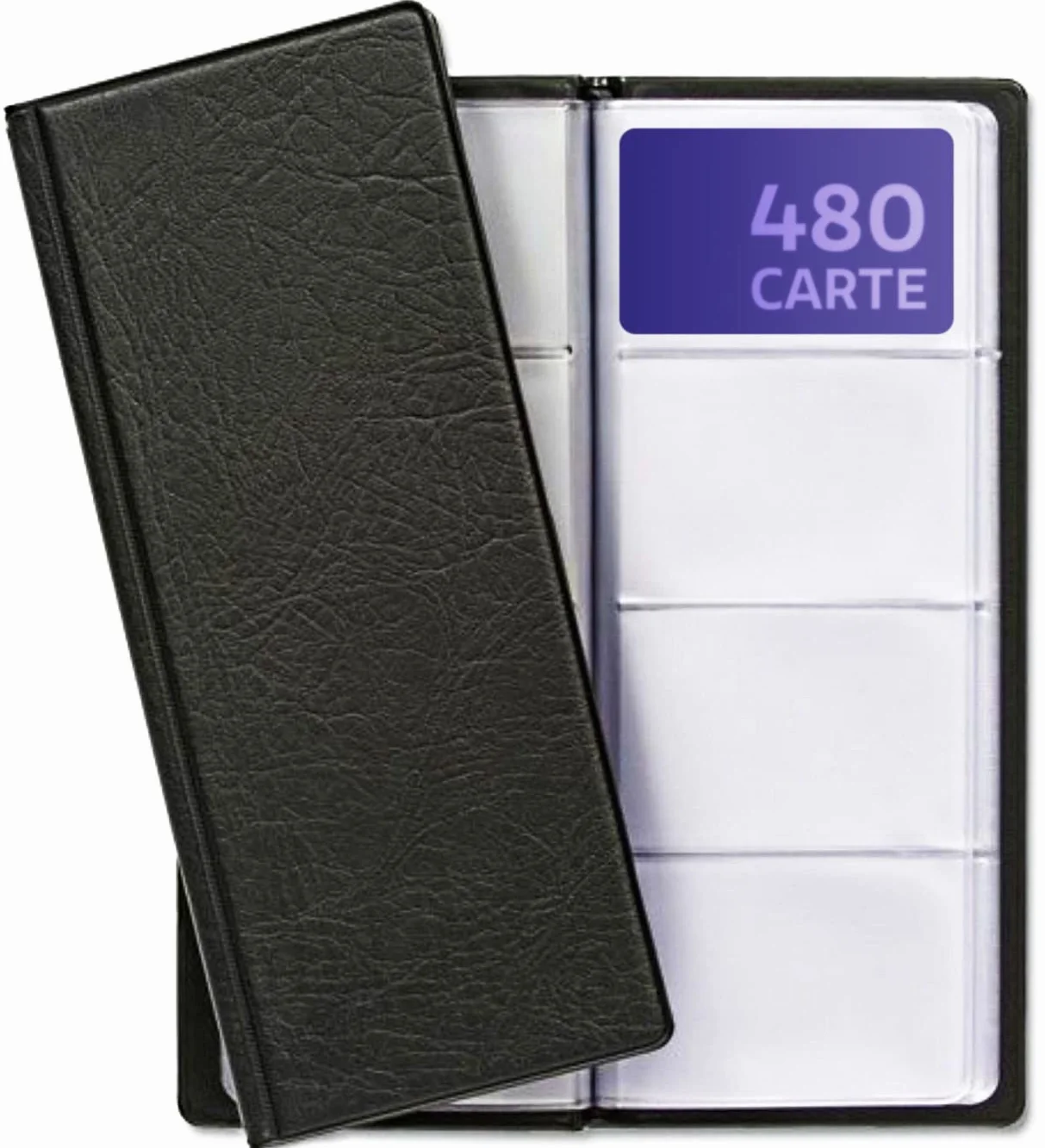 Praknu Porta Biglietti da Visita 480 Fogli Salvaspazio Nero