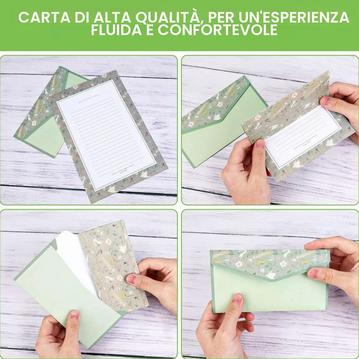 Vicloon Set Carta da Lettere e Buste 54 Pezzi 36 Fogli 18 Buste per Inviti