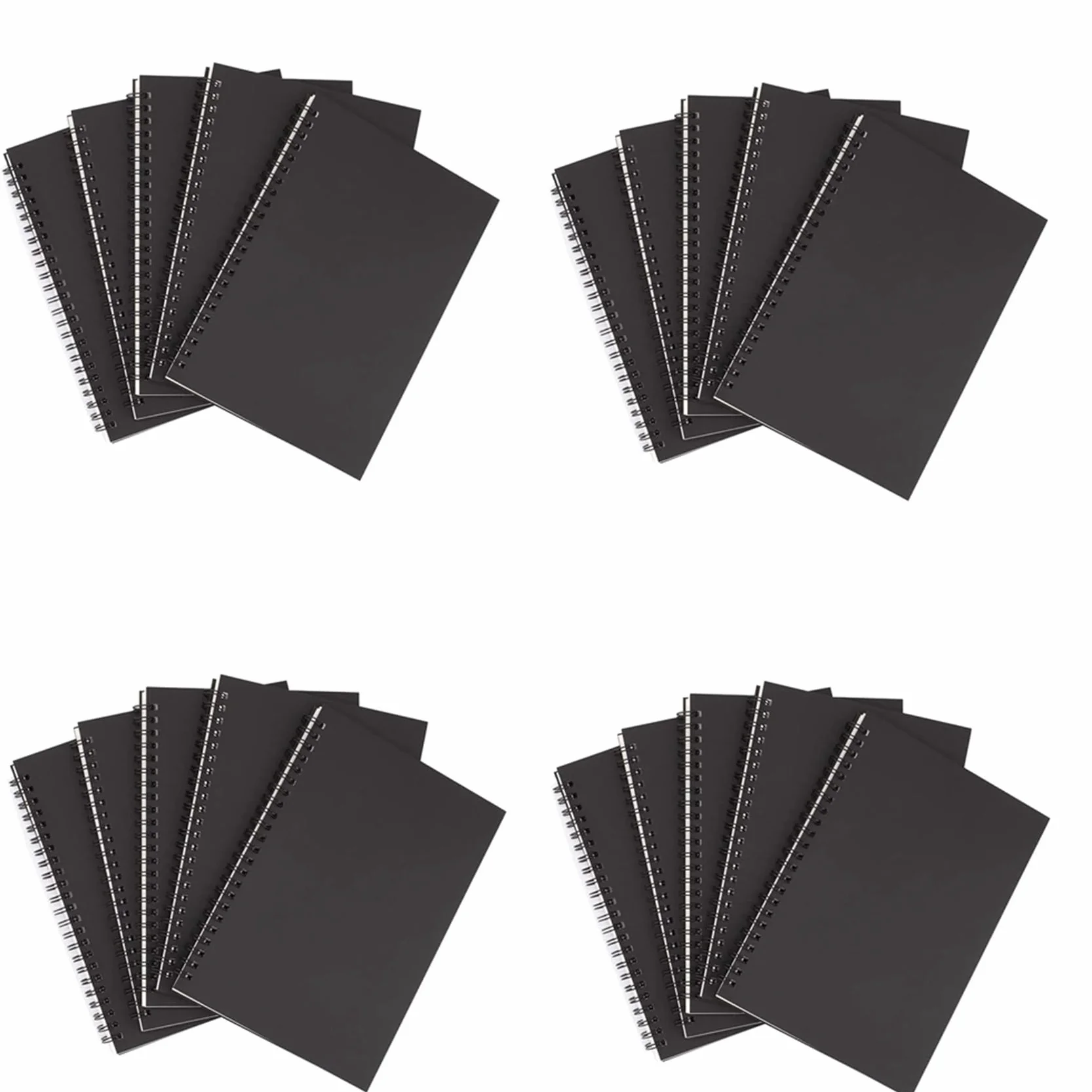 20PZ A5 Quaderno un Spirale Nero Quaderno per Schizzi Vuoto Quaderno Regole Confezione di Carta Bianca Spessa 50 Fogli 100 Pagine Sfoderate