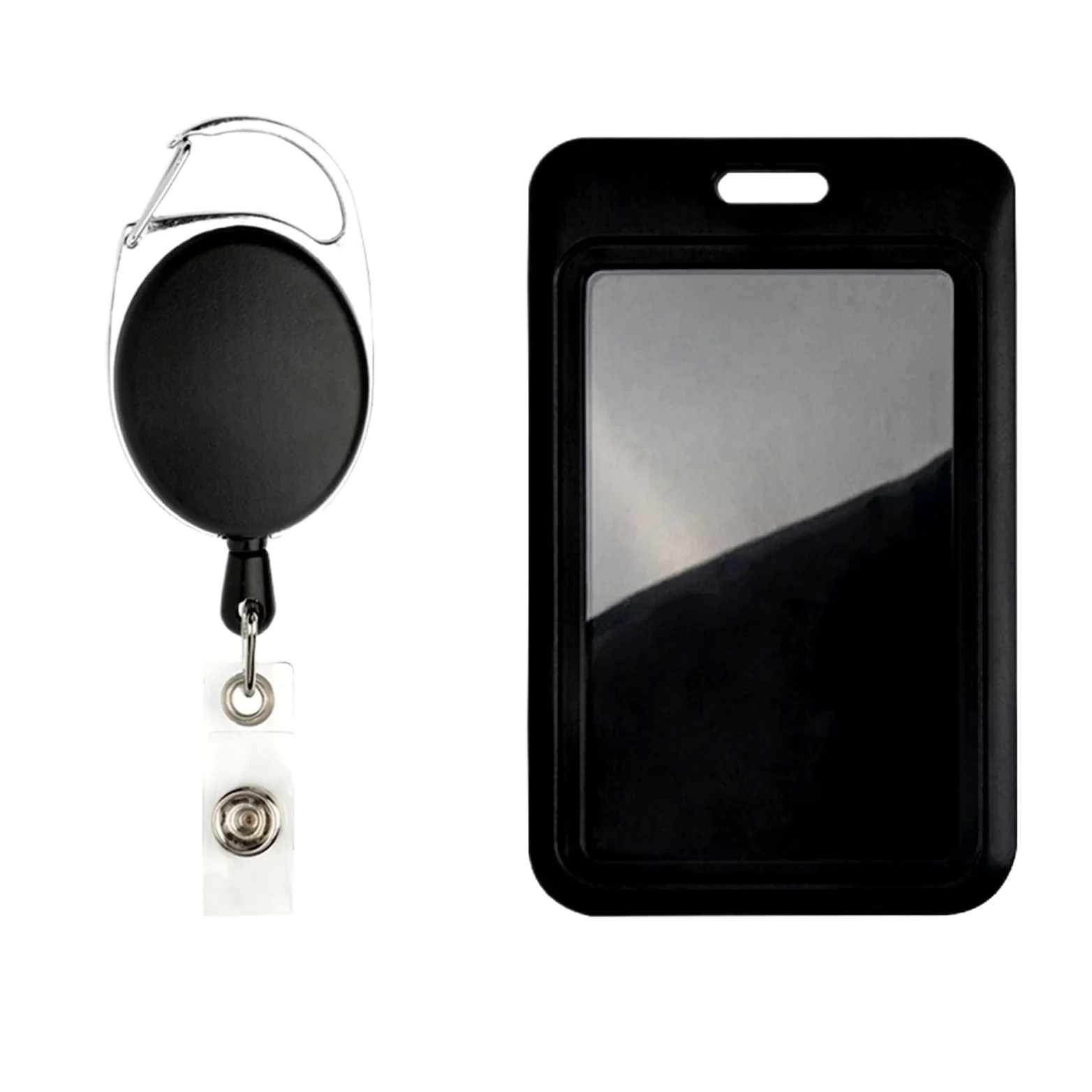 Porta badge verticale, 20 pezzi, porta badge retrattile, nero, per donne e uomini.