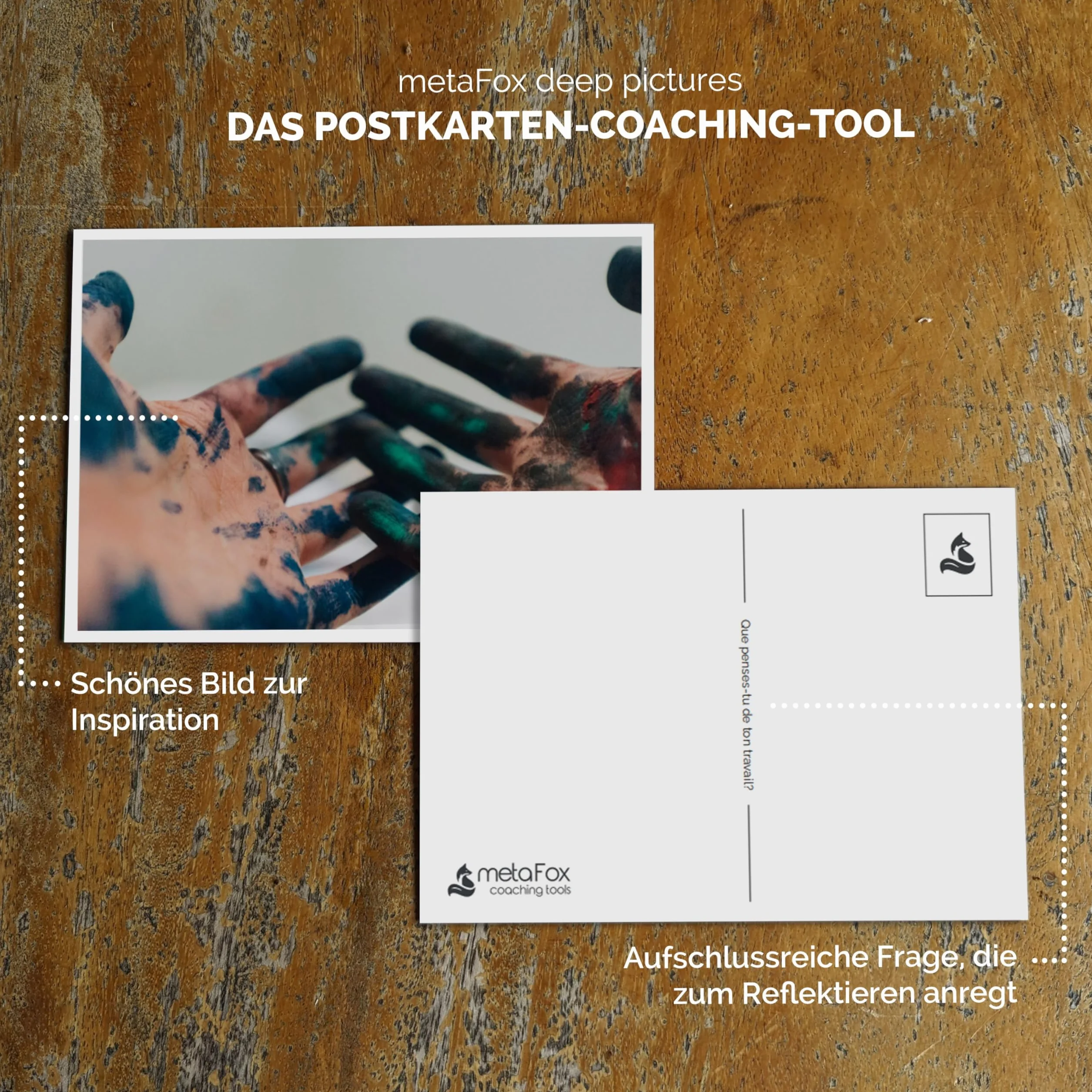 metaFox - Carte di coaching – Set di carte fotografiche originali – Carte impulsi per coaching, terapia e workshop – Carte motivazionali per riflessione, strumenti di coaching e terapia