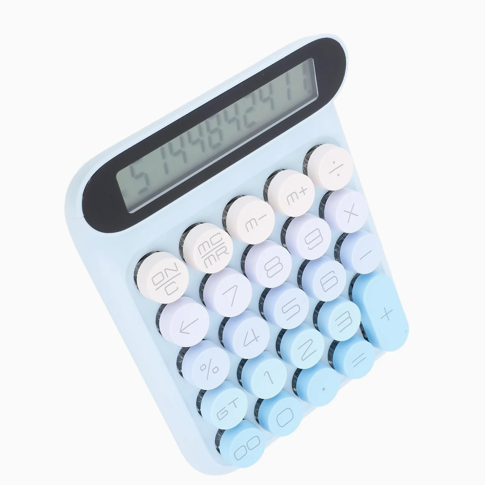 Fabater Calcolatrice Meccanica, 24 Tasti Interruttore Blu Tasti Meccanici Display LCD Copritasti Rimovibili Calcolatrice da Tavolo, Carina con Cuscinetti Antiscivolo e Risparmio Energetico per (BLUE)
