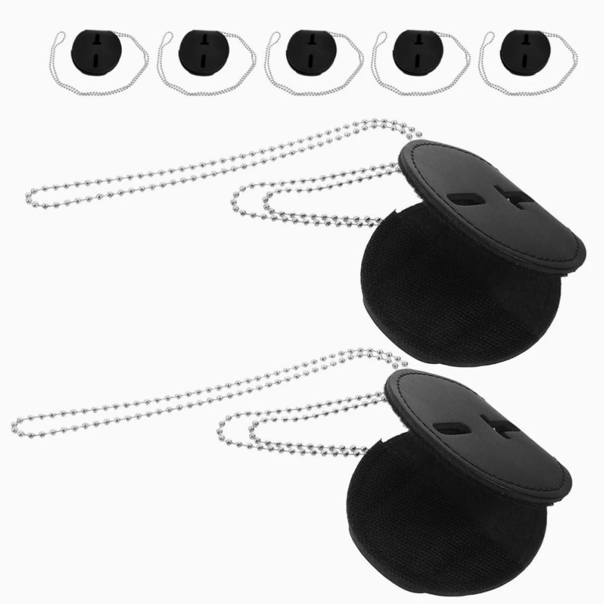 USHOBE Porta Badge in Pu Nero con Clip Metallica e Catena, Resistente e Facile da Pulire, Design Rotondo Moderno, 7 Pezzi per Uso Quotidiano e Lavoro in Ufficio