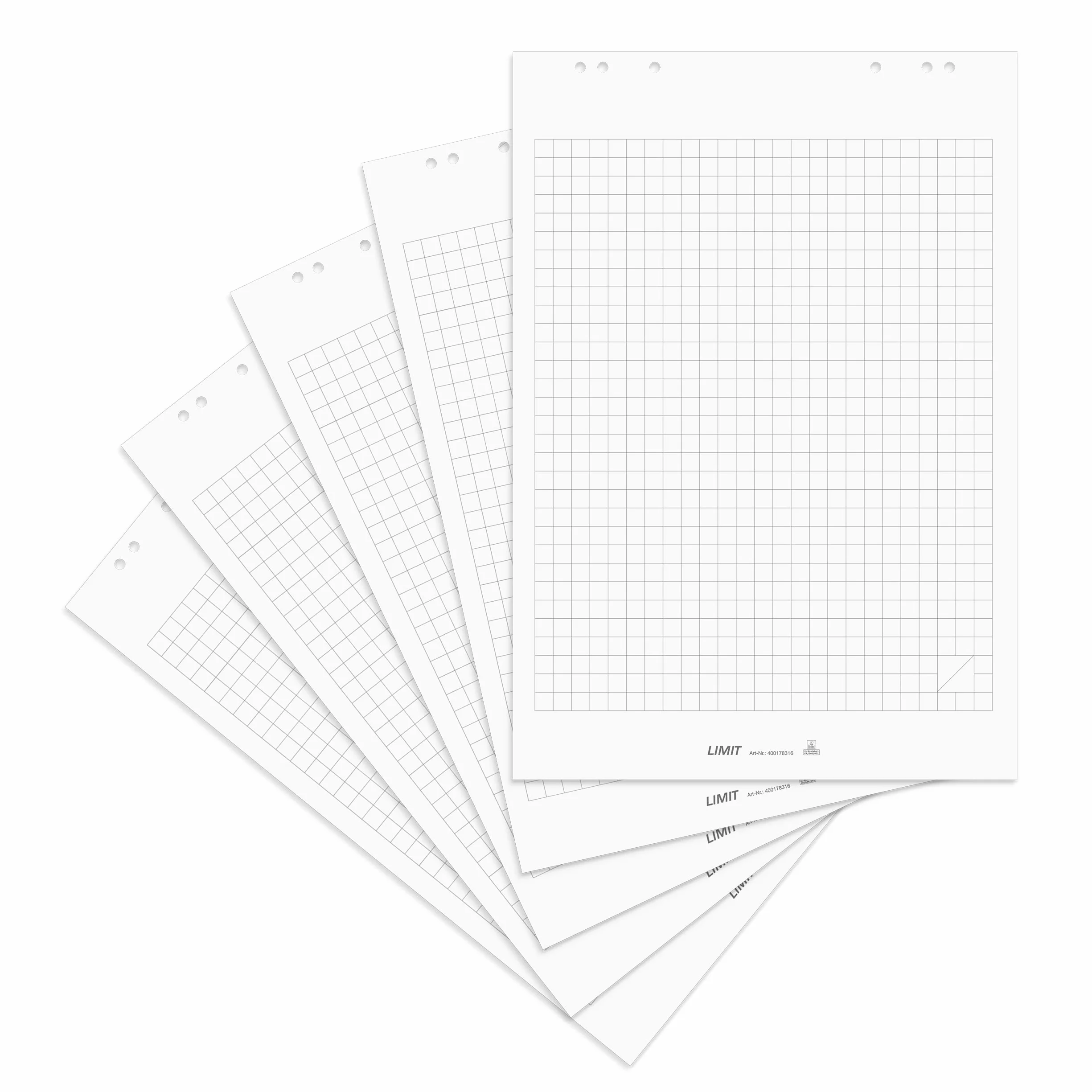 Limit Flipchart - Carta a quadretti, 20 fogli per blocco, 70 g/m², 5 pezzi