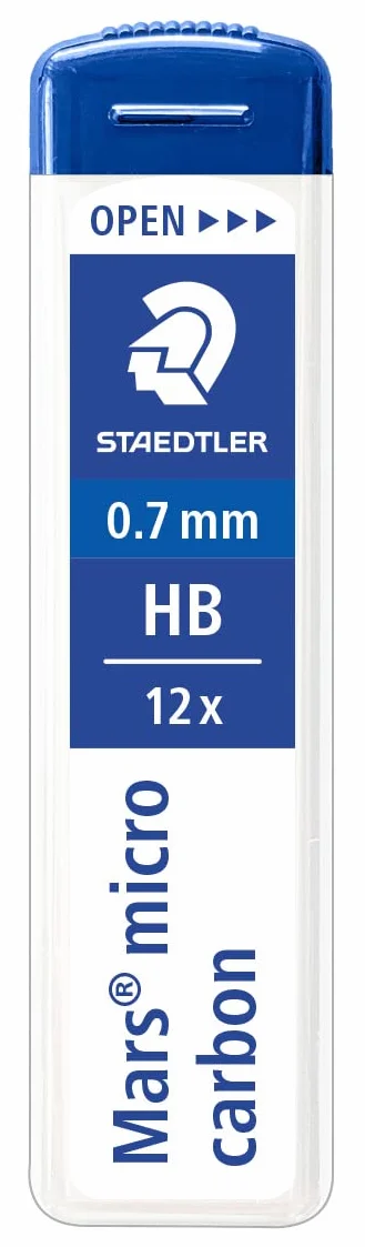Staedtler Mars Micro Carbon 250 0,7 mm Hb - Custodia 12 conduttori in grafite