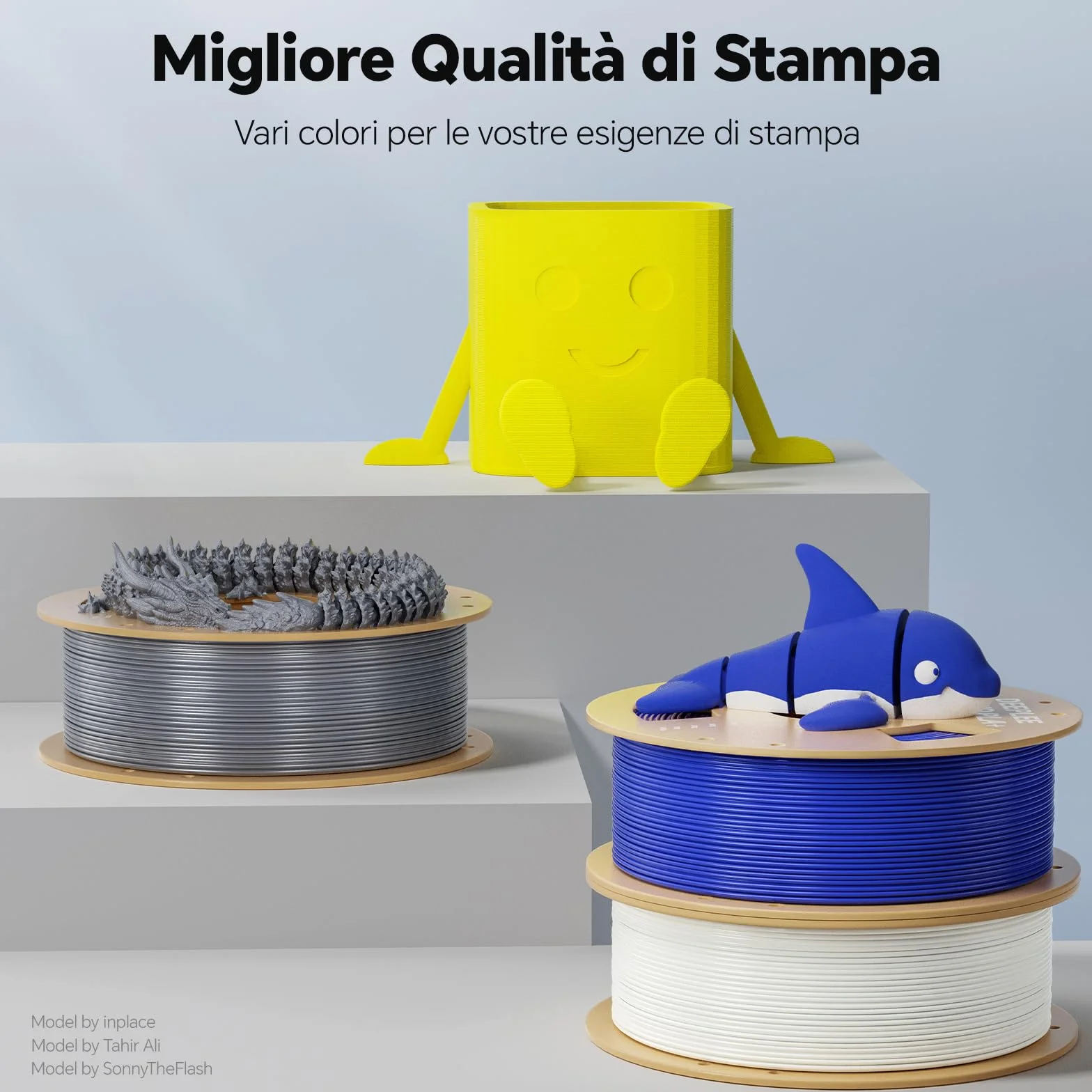 DEEPLEE Filamento PLA+ Rapido 1.75 mm Bianco 1 kg Alta Velocità 600 mm/s Precisione ±0.02 mm per Stampanti 3D FDM