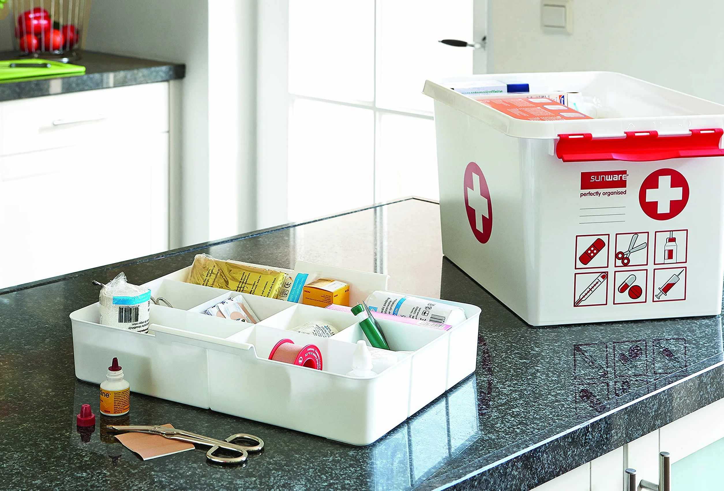 Sunware Q-Line Valigetta Pronto Soccorso Vuota 22L – 40x30x26cm – Cassetta Medica – Kit Primo Intervento Casa Auto – Senza Contenuto