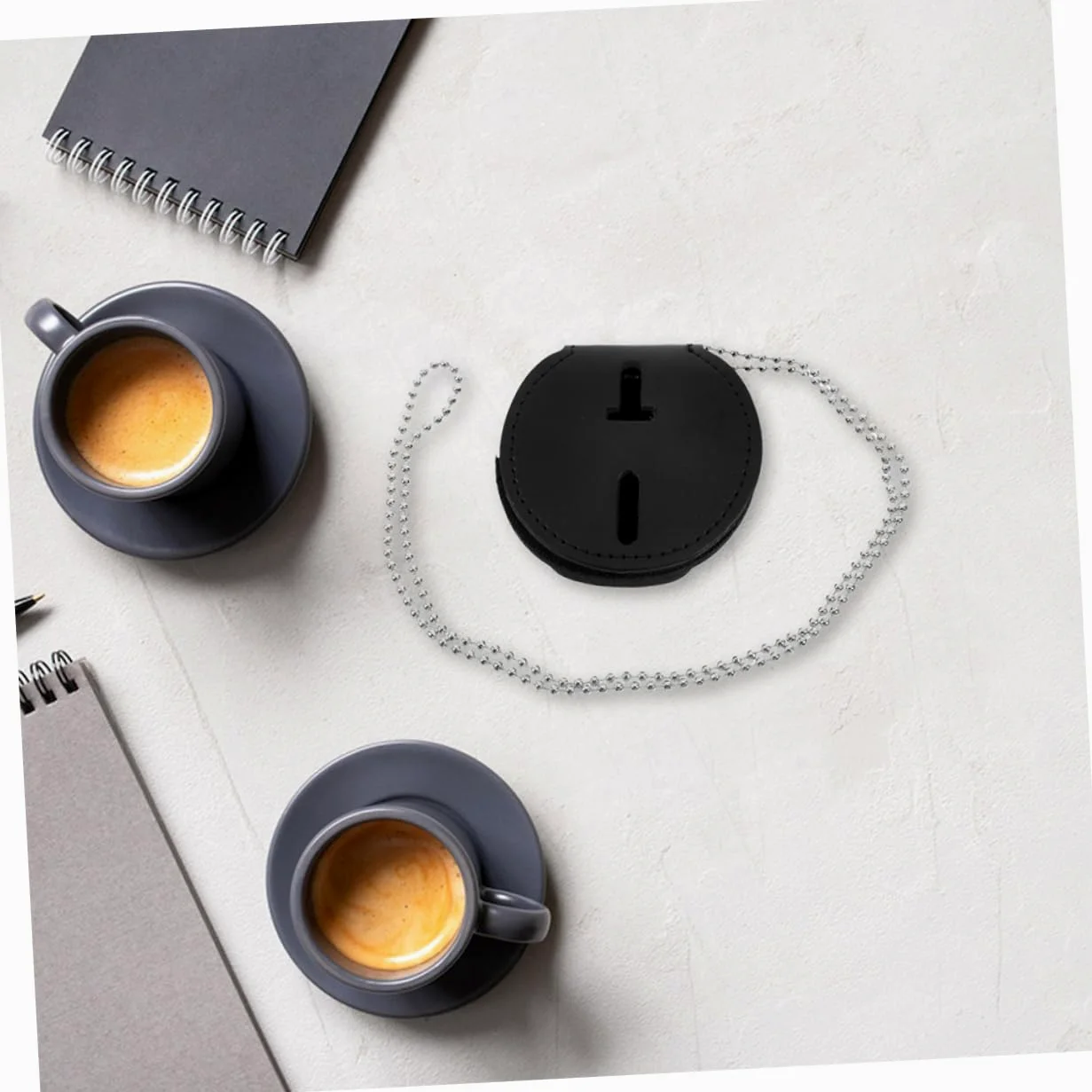 Porta Tesserino Pu Nero 2 Pezzi con Clip per Badge | Lega di Alluminio, Leggero e Resistente All'usura, Uso Quotidiano e Ufficio, per Carte e Documenti