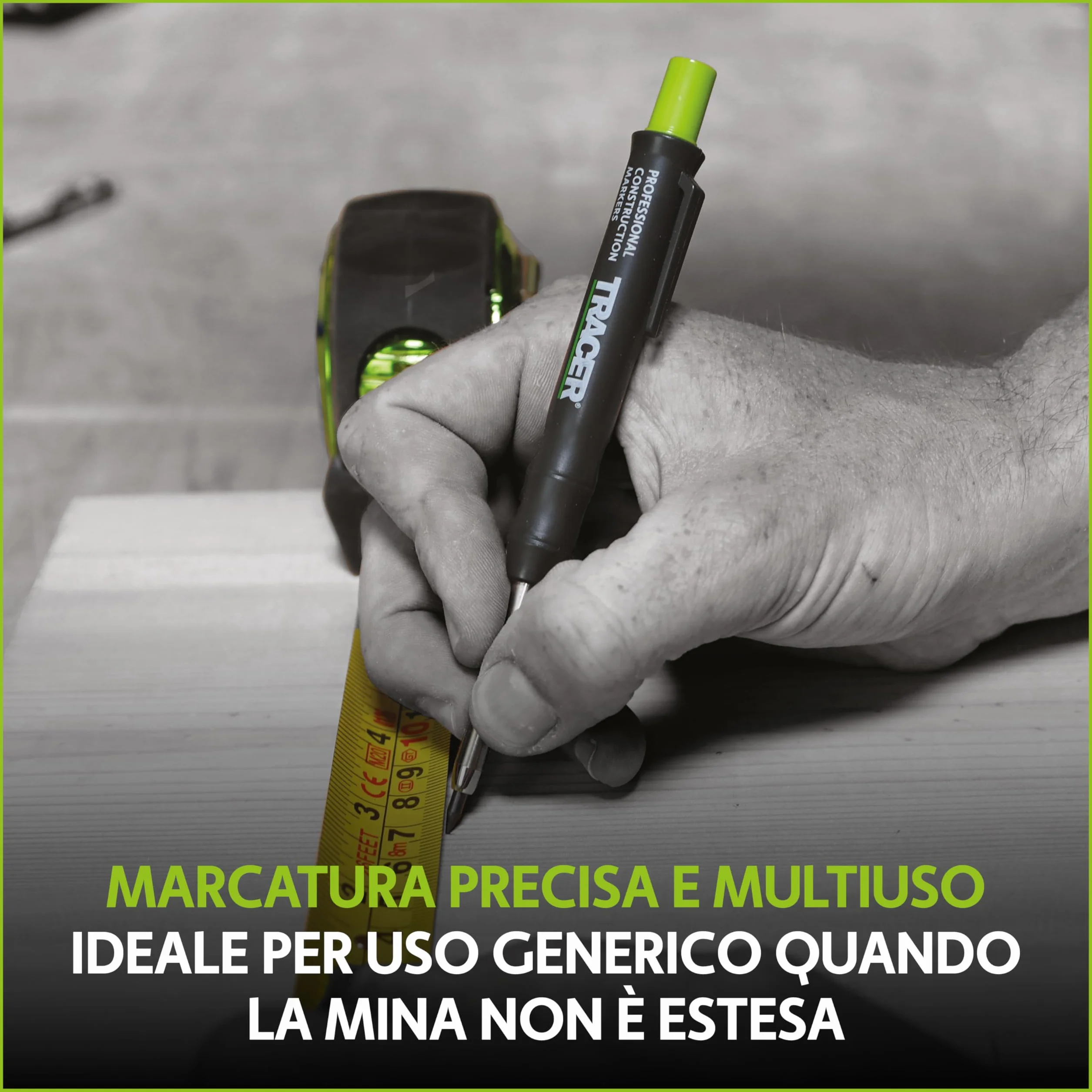 Tracer Matita da costruzione con foro profondo 120 mm matita estensibile 2B con temperamatite integrato