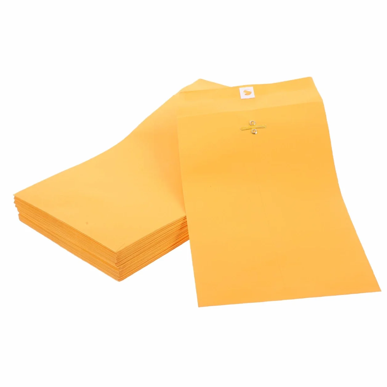Buste con Chiusura a Fermaglio 100 Pezzi in Carta Kraft Gialla | Formato Business, Finitura Elegante, Uso Professionale e Domestico, Organizzazione Pratica