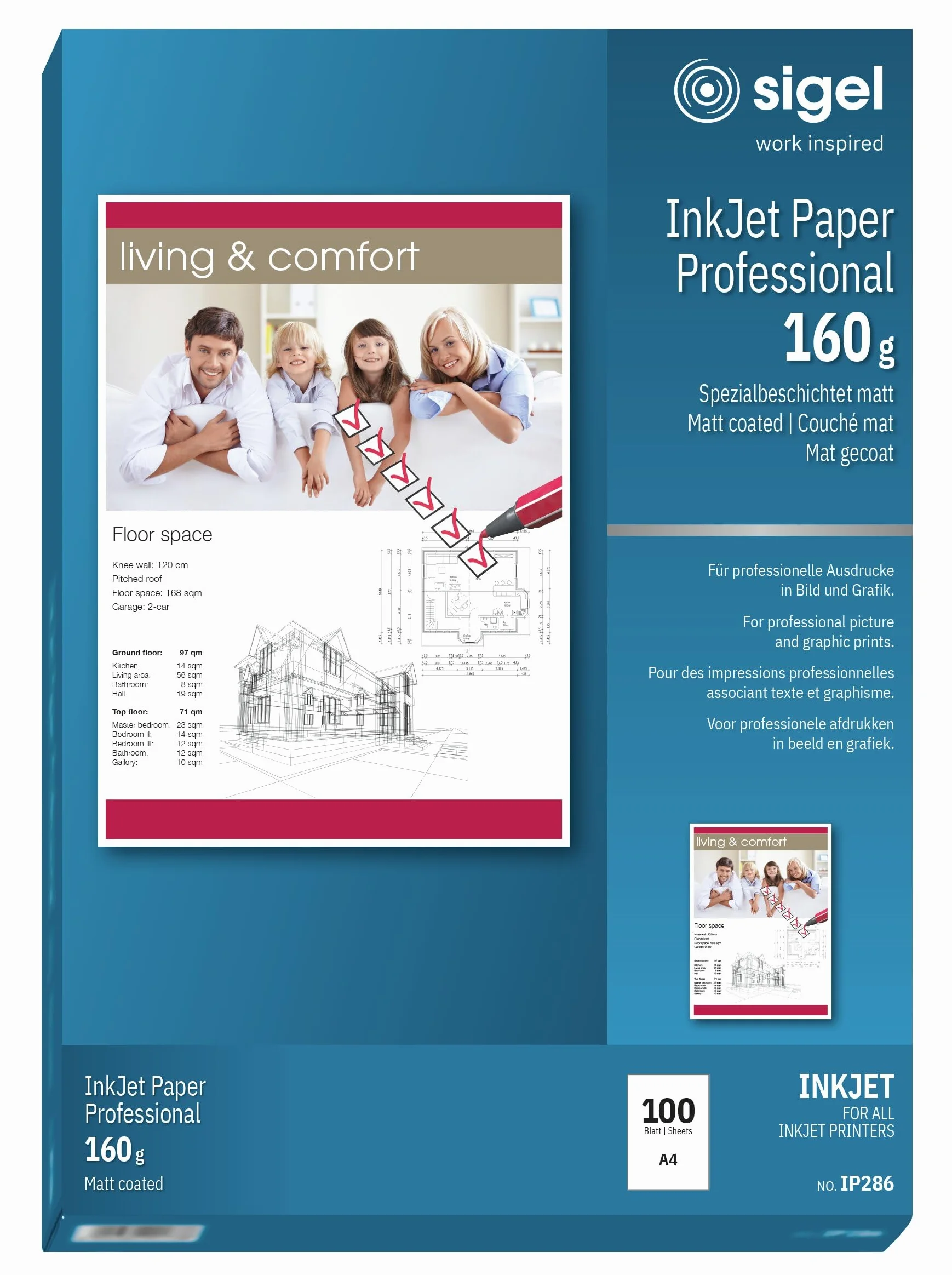 SIGEL IP286 Carta InkJet patinata opaca A4 160 g 100 fg