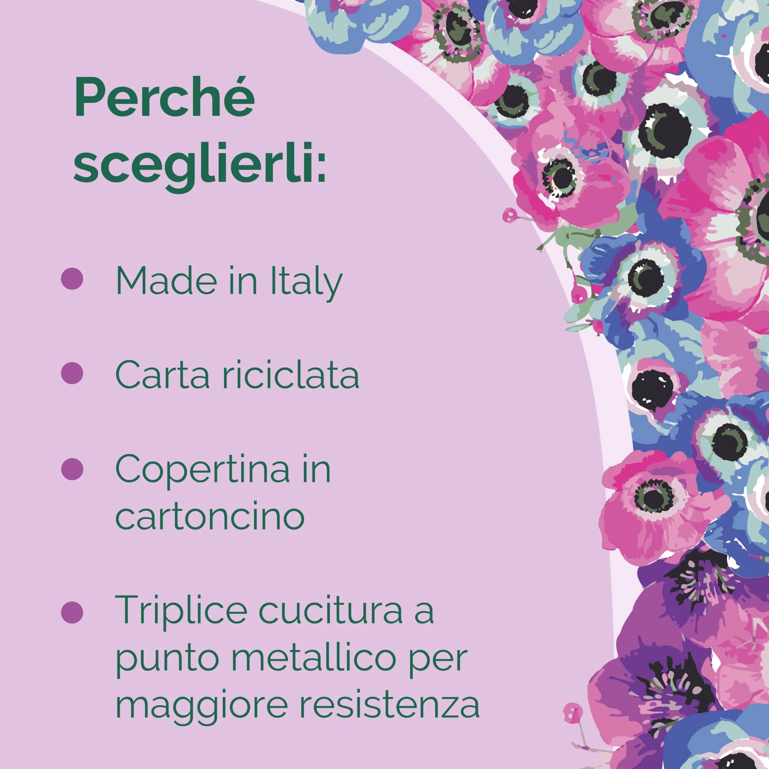 Pigna Maxi Quaderni Nature Flowers A4 21x29,7 cm 1R Righe 80 gr Carta Riciclata 10 szt