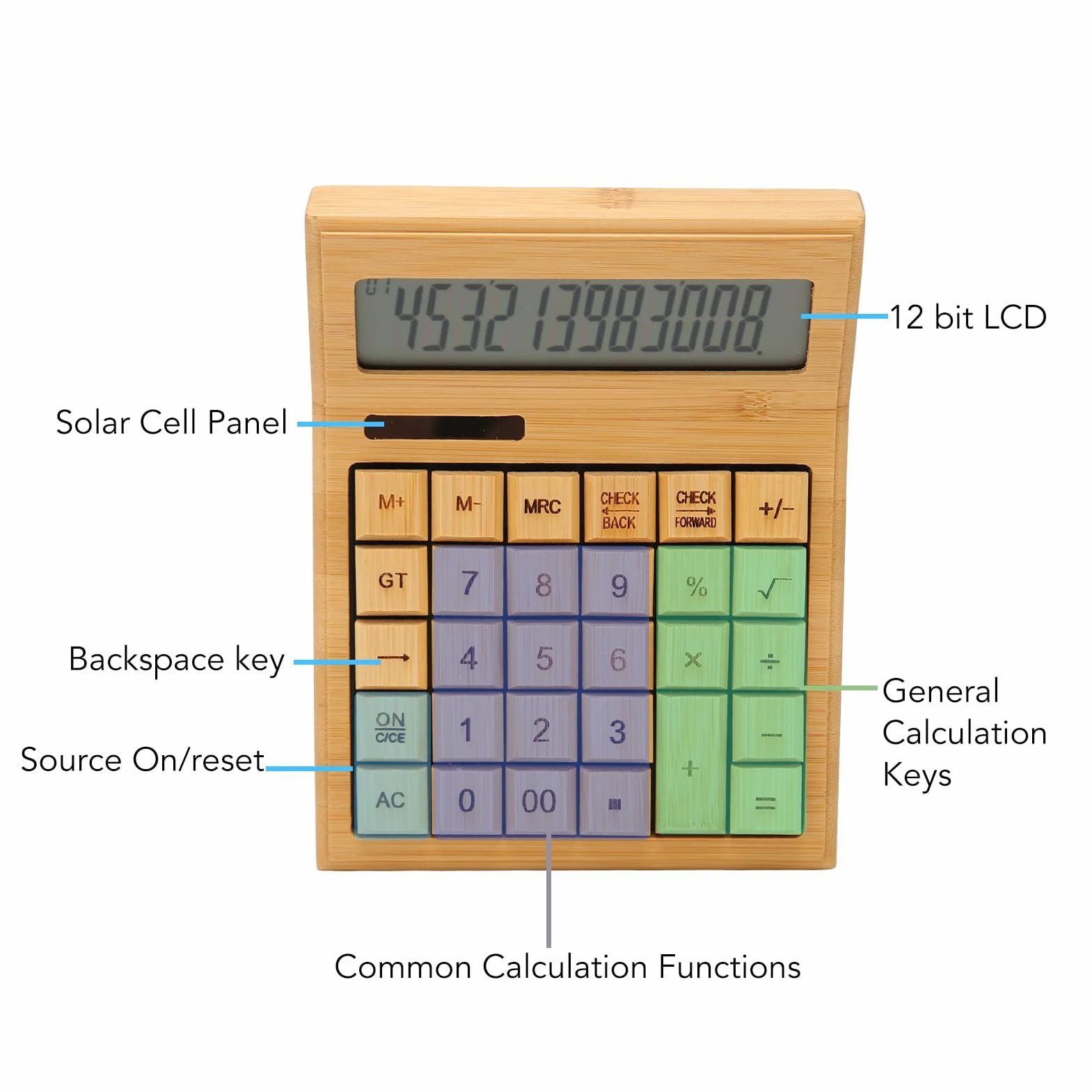 Jectse Calcolatrice da Tavolo, Calcolatrice Solare a 12 Cifre e Alimentata a Batteria con Ampio Display LCD Calcolatrice da Tavolo Portatile, Funzione Standard per Ufficio, Casa,