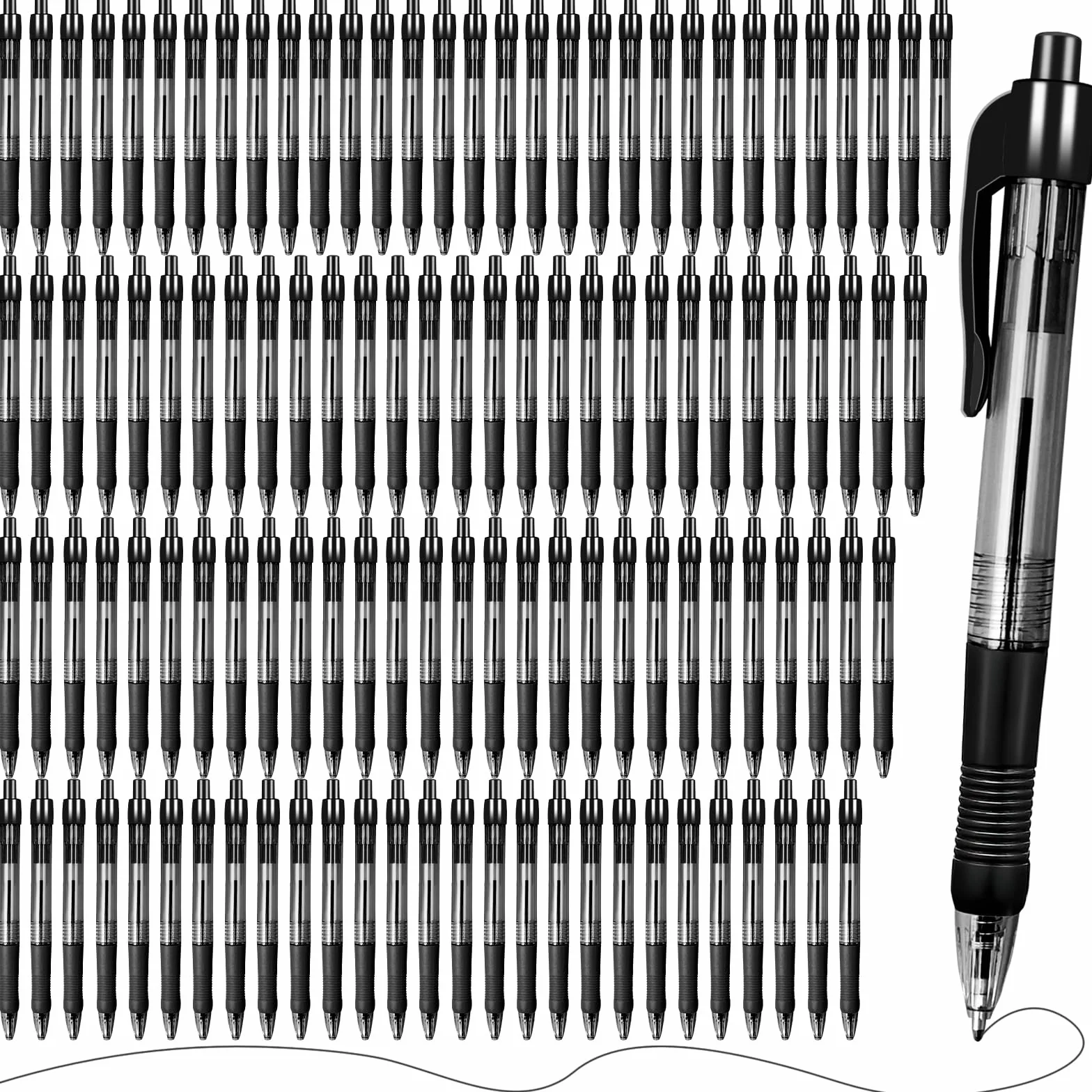 300 penne in gel nero, penna a sfera in inchiostro nero per diario scrittura business, penna a sfera in gel nero per scuola ufficio Haushal