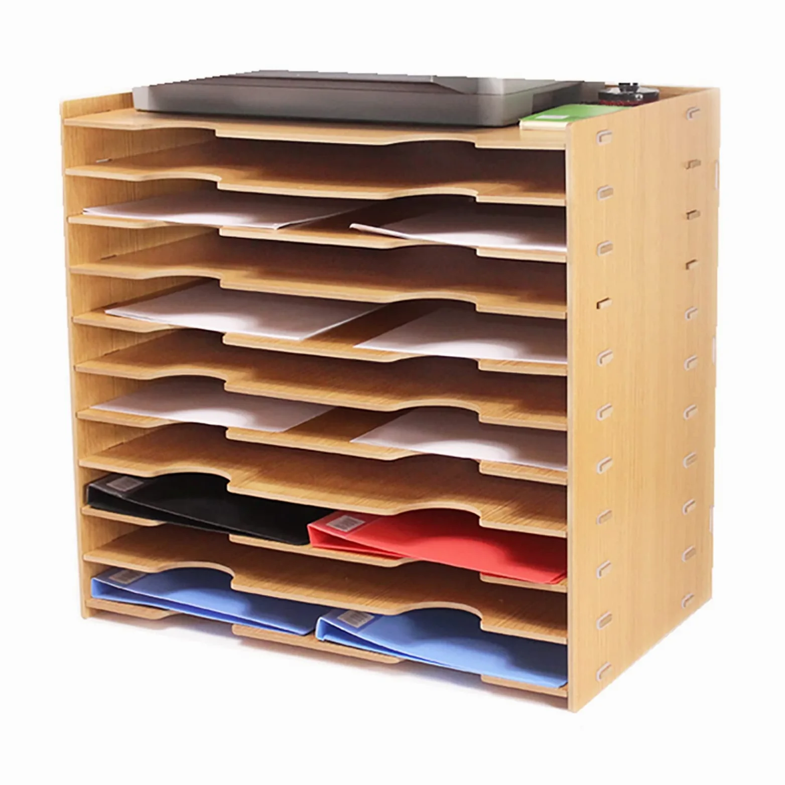 Vassoio Organizer da scrivania in Legno, Vassoio per Fogli Formato A3, impilabile per organizzare la scrivania e Mantenere l'ordine in casa o in Ufficio.