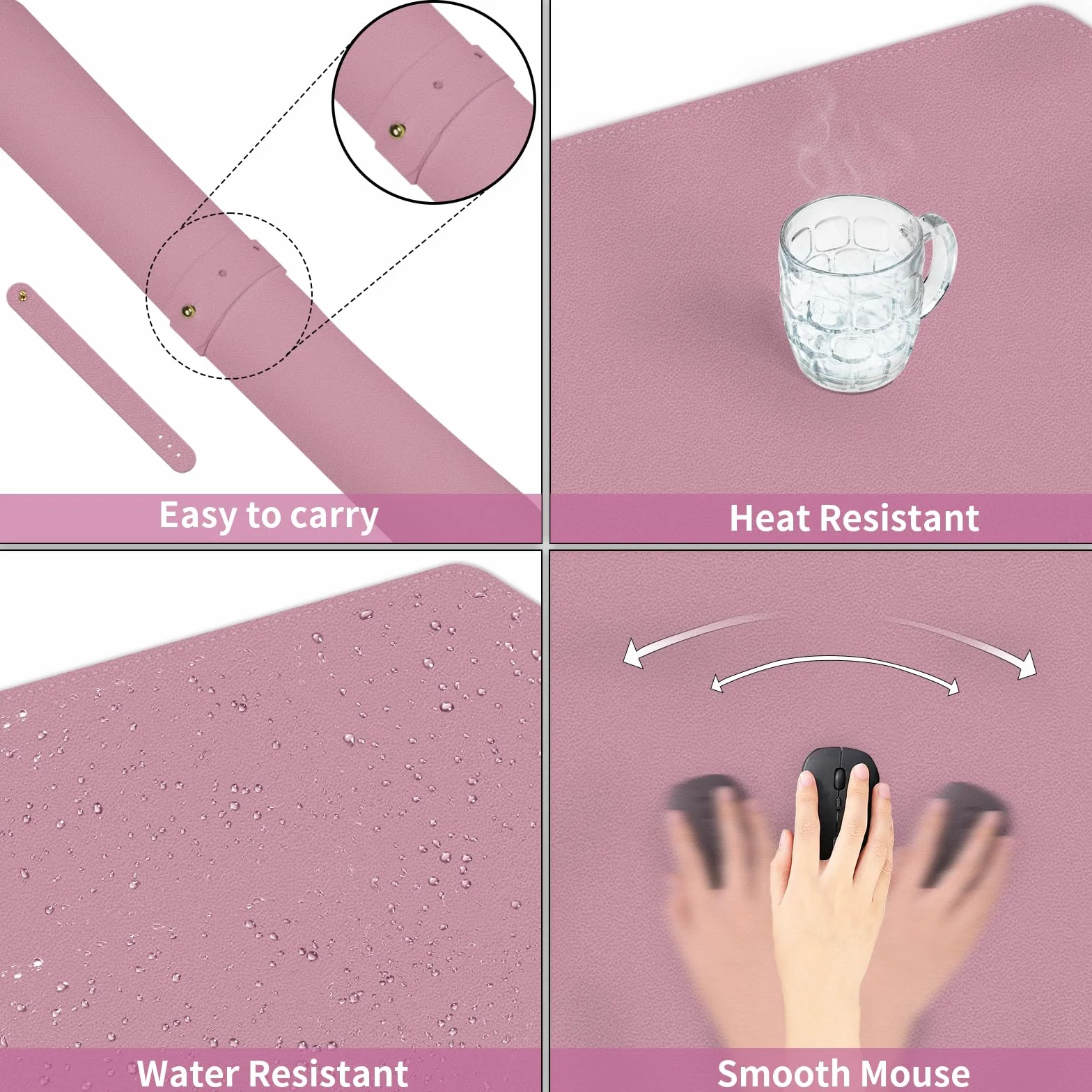 BLESWIN Tappetino da scrivania a doppia faccia grande impermeabile 60x35cm Viola+rosa