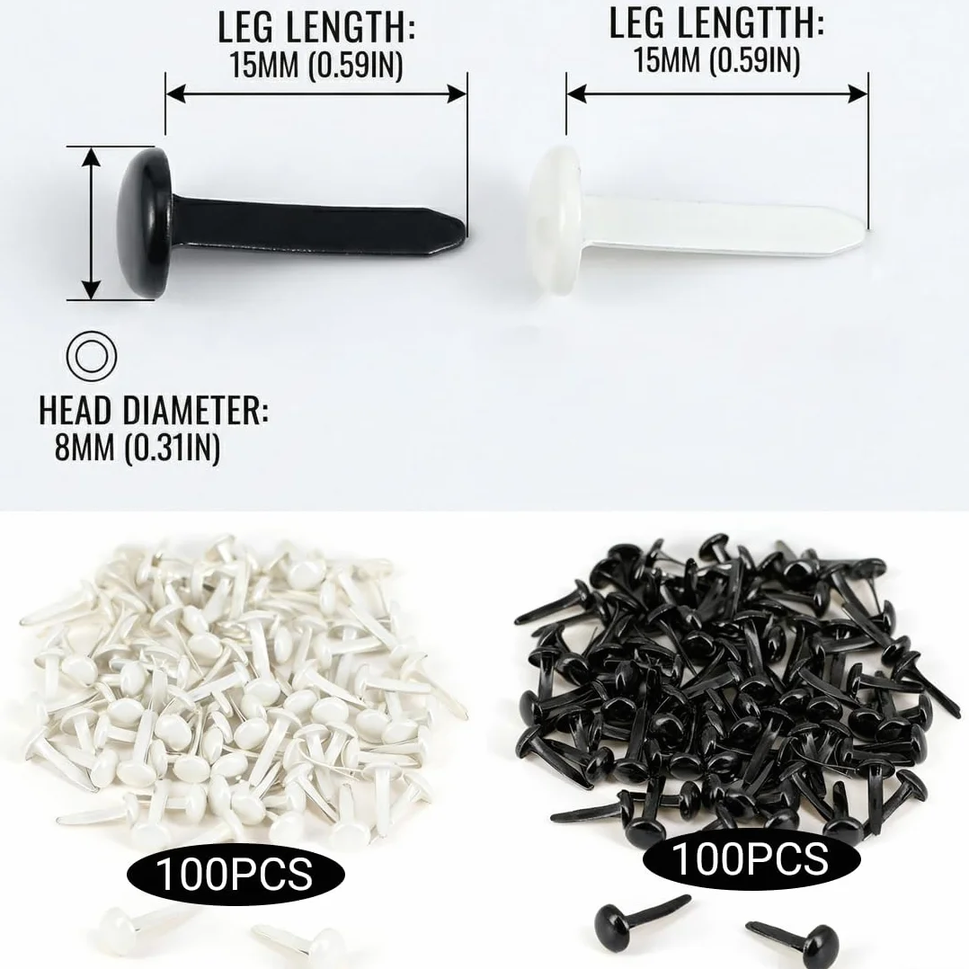 Fermacampioni Piccoli 200 Pezzi 8x15mm Metallo Scrapbooking Artigianato