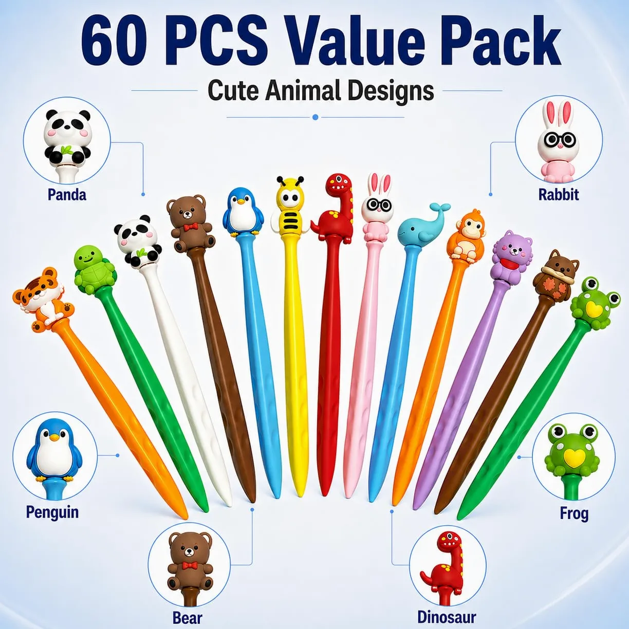 Set di gomme da cancellare a forma di animale, Kawaii in stile cartone animato, graziose forniture scolastiche per premi in classe, regali di compleanno e ritorno a scuola (60)