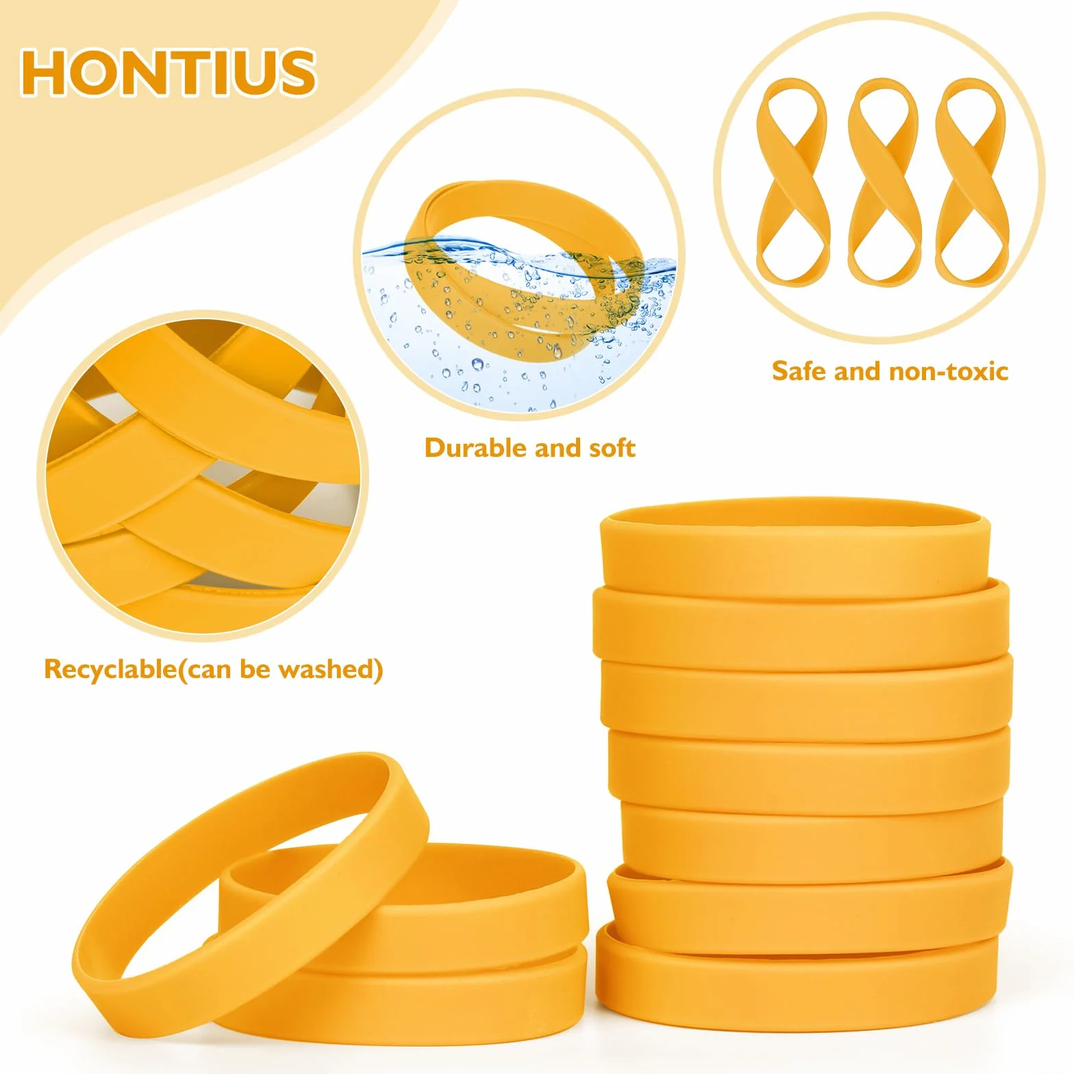Braccialetti in Gomma in Silicone 8'' 25 Pezzi Arancione Vuoto Elastici