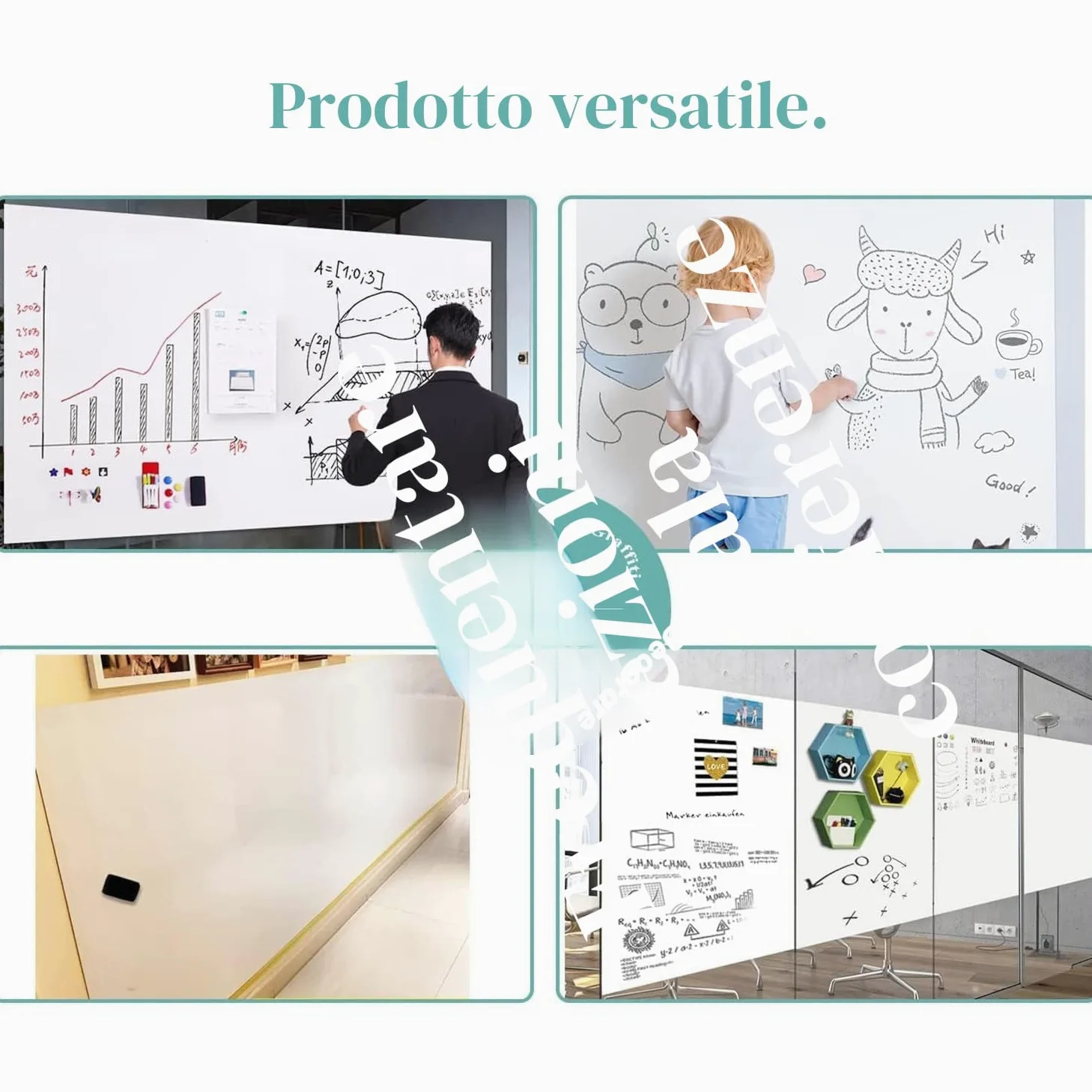 Foglio Lavagna Cancellabile Bianca,120 × 240cm Adesiva Lavagna Magnetica da parete, Pellicola per lavagna flessibile, per Educatori, Scuole Domestiche, Aule, Uffici