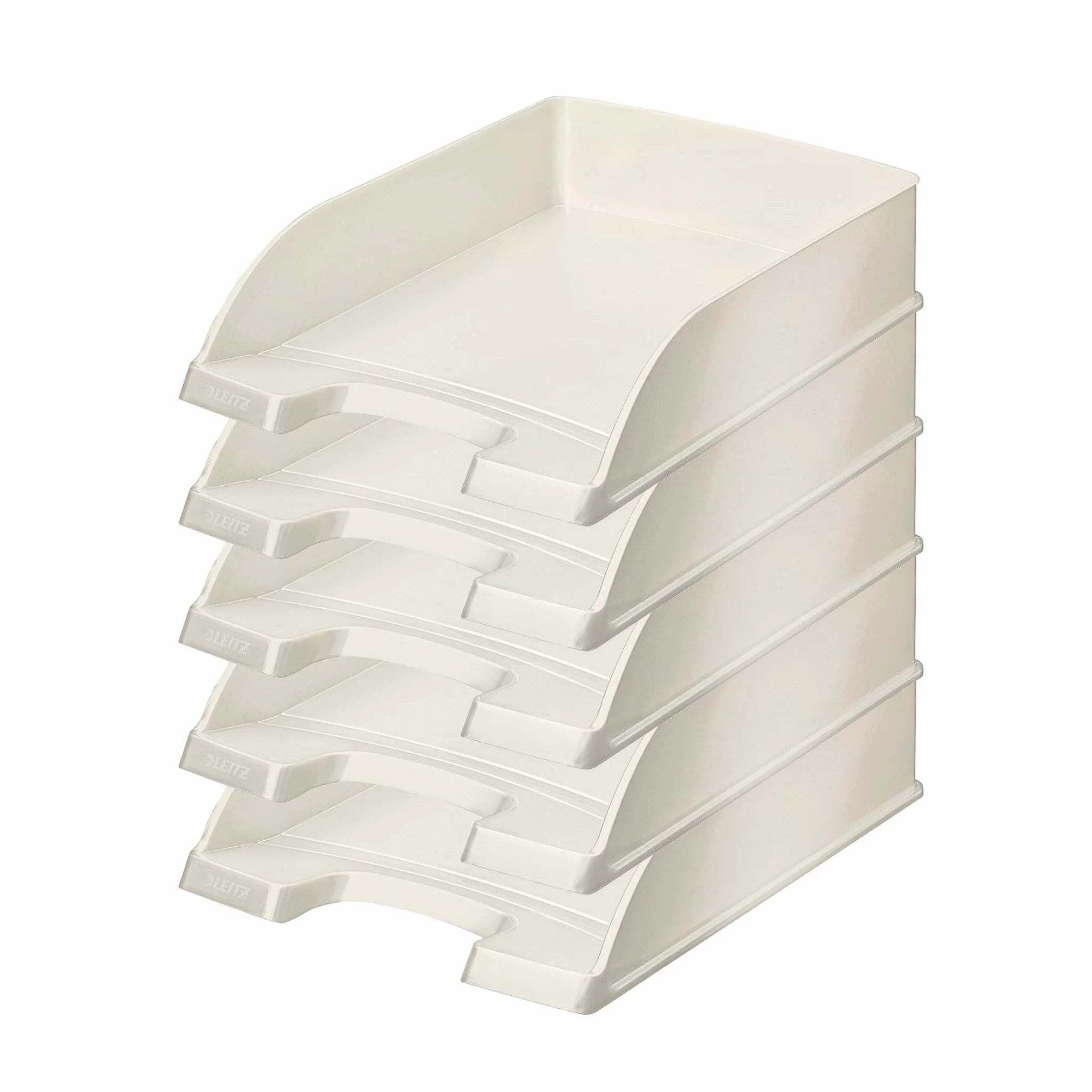 Leitz Plus - Cestino portaoggetti, altezza 70 mm, colore: Bianco metallizzato, confezione da 5
