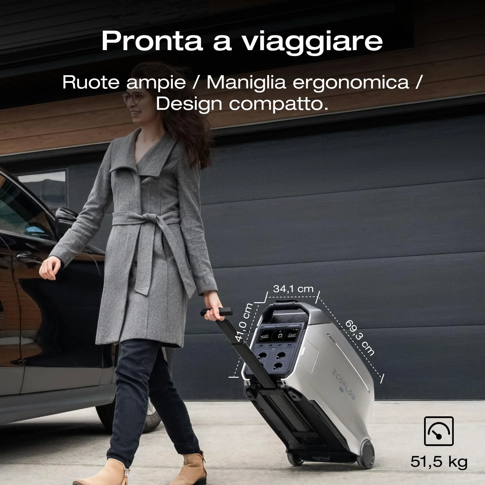 ECOFLOW Centrale elettrica portatile DELTA Pro 3, batteria LFP 4096Wh, espandibile 12kWh, uscita CA 4000W