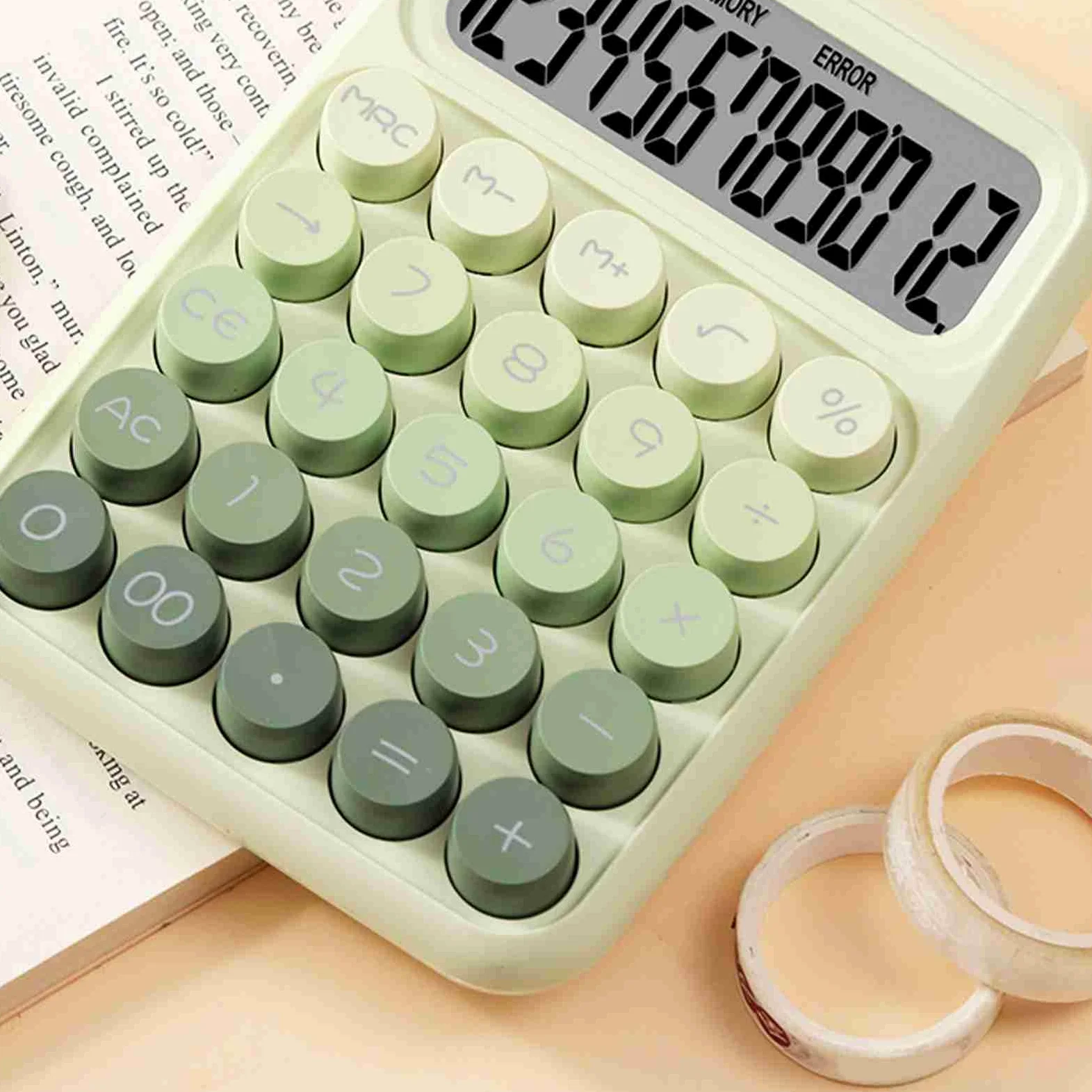 Ejoyous Calcolatrice Tascabile a 12 Cifre con Tasti Grandi, Display (GREEN) | Corpo in Plastica, Calcolatrice per Studenti e Contabili, Uso Ufficio, Batteria AAA Non Inclusa