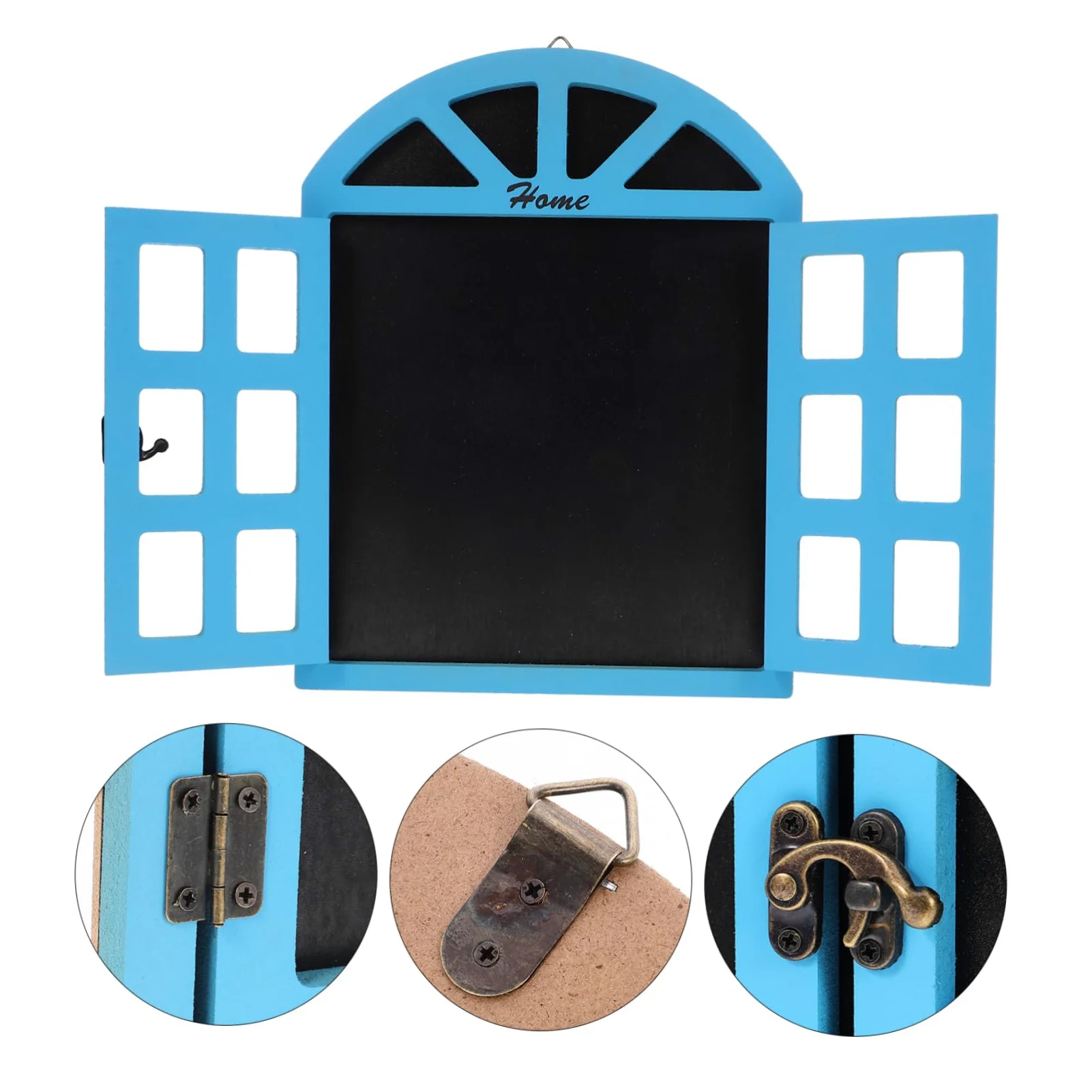 SHINEOFI Lavagna Nera Resistente e Facilmente Pulibile in Legno da Appendere a Parete come Decorazione Natalizia Design a Finestra Piccola Blu per Bar e Reception