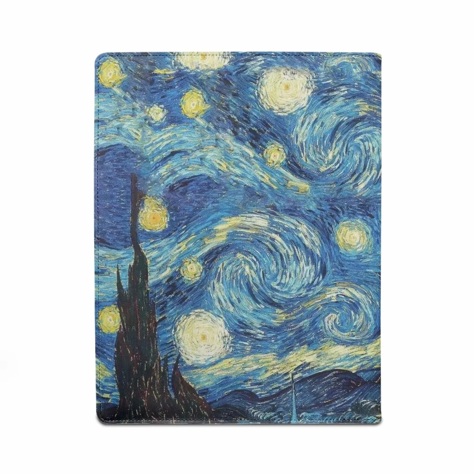 COEQINE Portfolio organizer artistico per donne, uomini e adolescenti, planner in pelle con tasca porta carte per interviste, 30,5 x 22,9 cm, porta biglietti da visita, Van Gogh, blu notte stellata