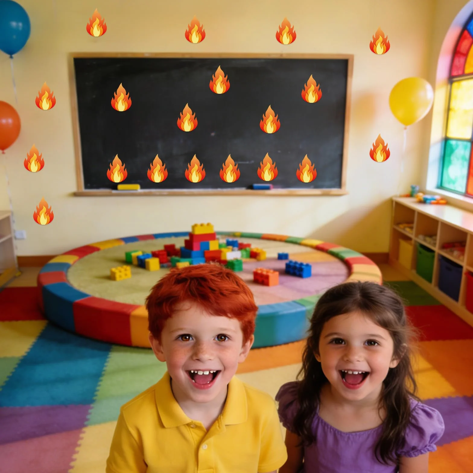 60pz Decorazioni Fiamme 12x8,5cm Carta Doppio Lato Sagome Fuoco per Bacheca Pompiere Tema Camion Decorazione Aule Artigianato