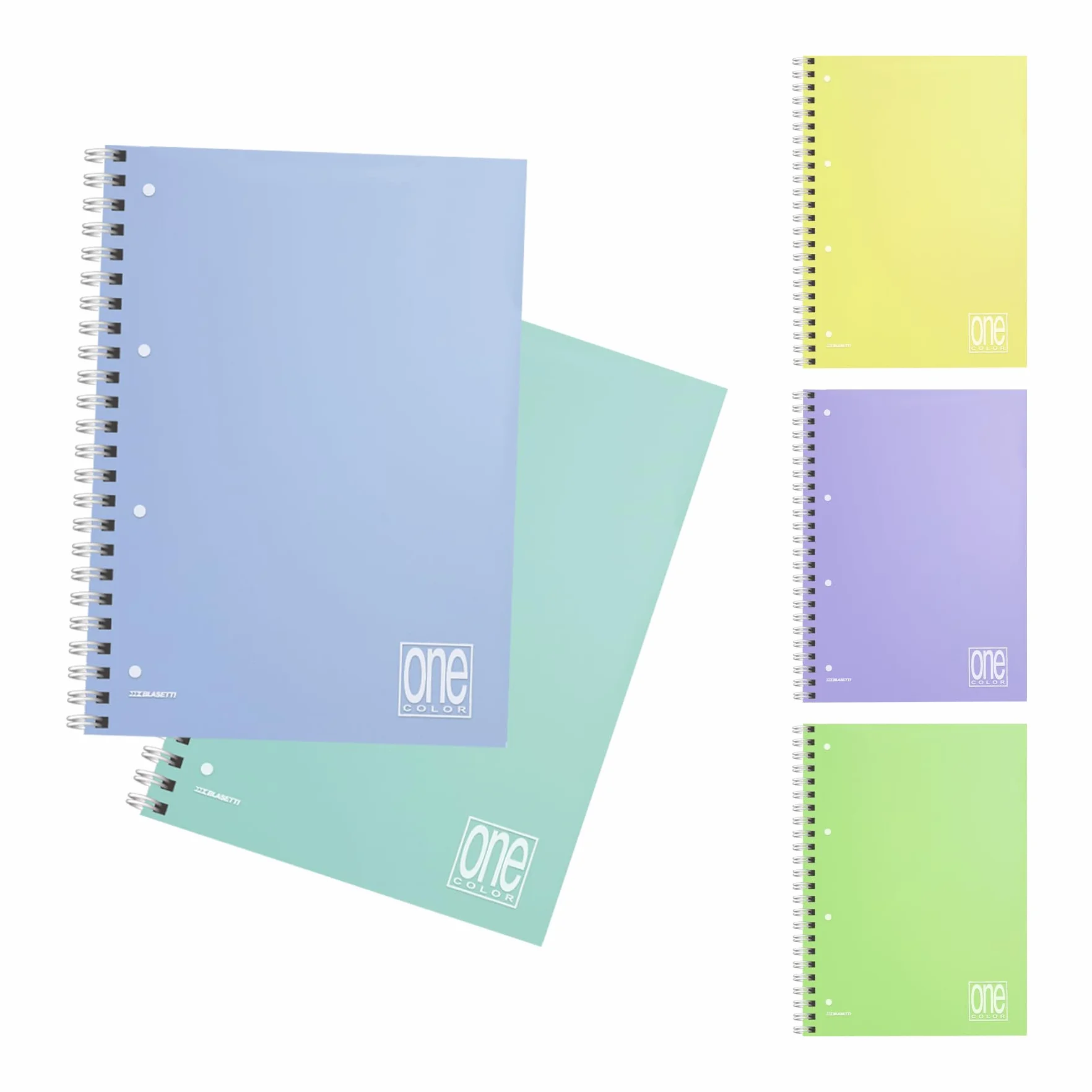 Blasetti Quaderni A4 Spirale 80 Gr Copertina Plastica Lavabile Set 6 Pezzi Colori Pastello Rigatura 5mm