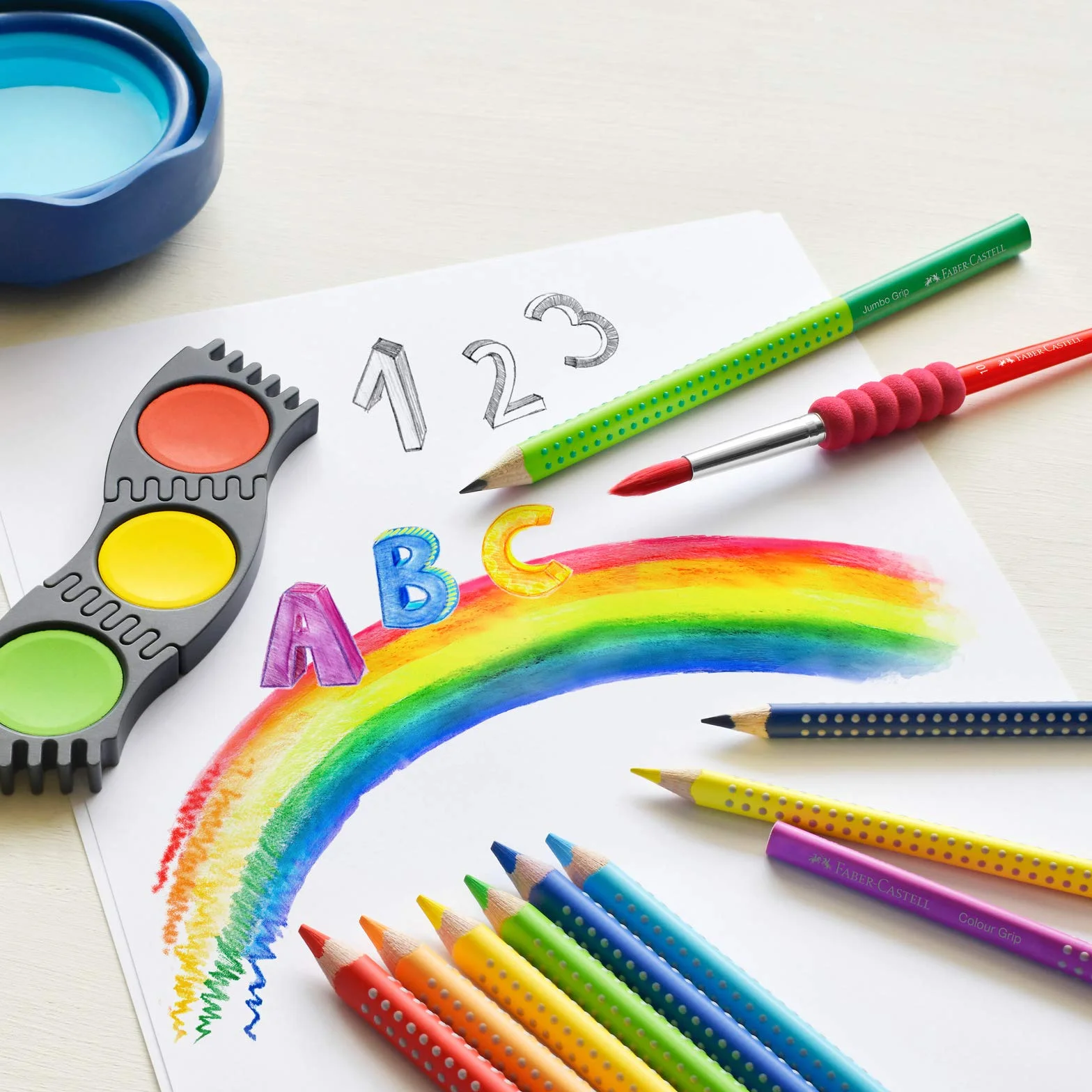FABER-CASTELL Set di matite colorate triangolari 24 pezzi resistenti alla rottura incl. 4 neon e 2