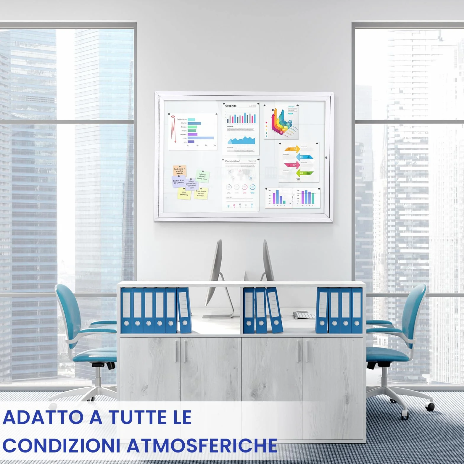 Swansea 8 x A4 Bacheca per esterno con chiave, resistente alle intemperie, magnetica per esterni, con telaio in alluminio 95 x 71cm (A1)
