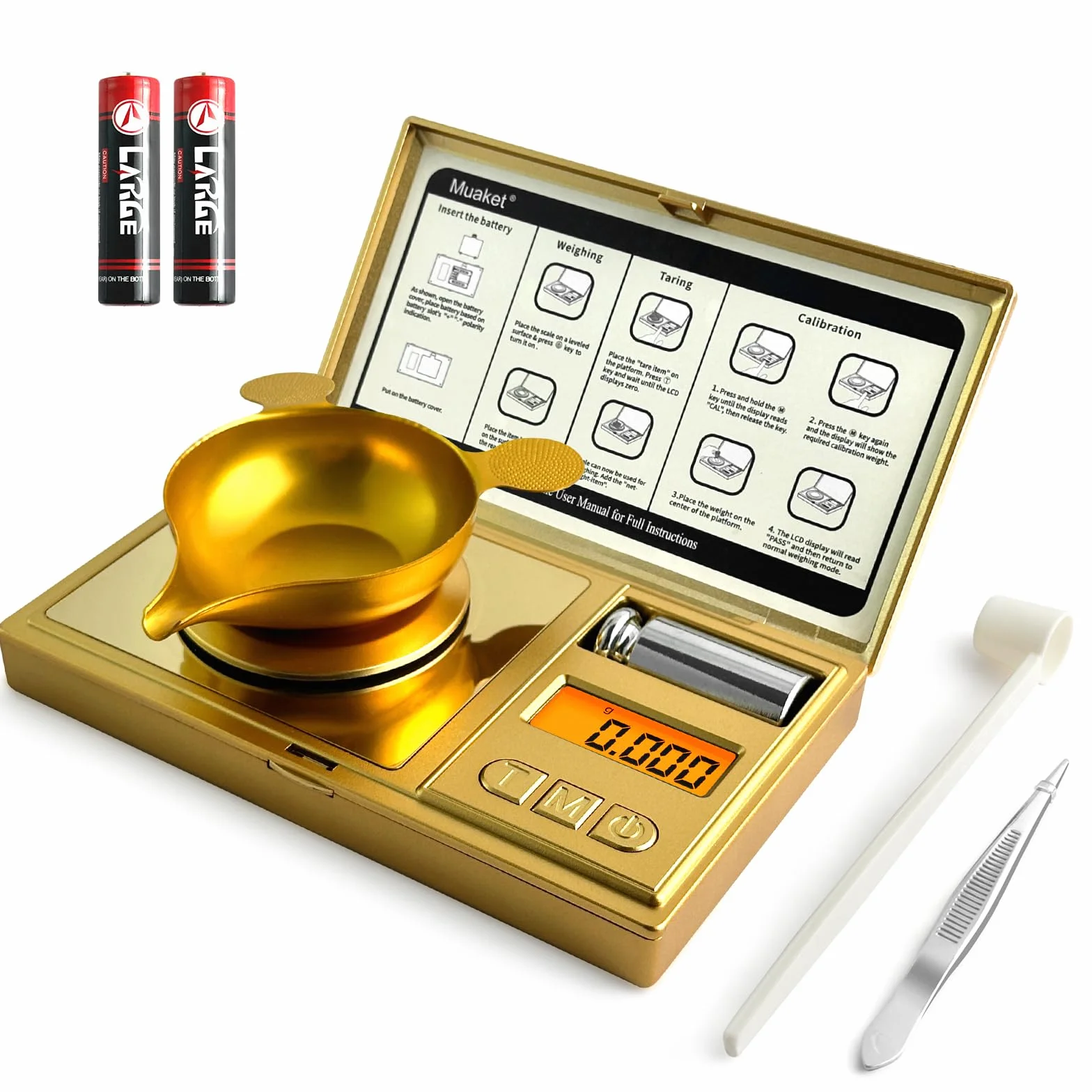 Bilancia di Precisione 50g/0,001g, Bilancia Milligrammi Digitale con Pesi di Calibrazione