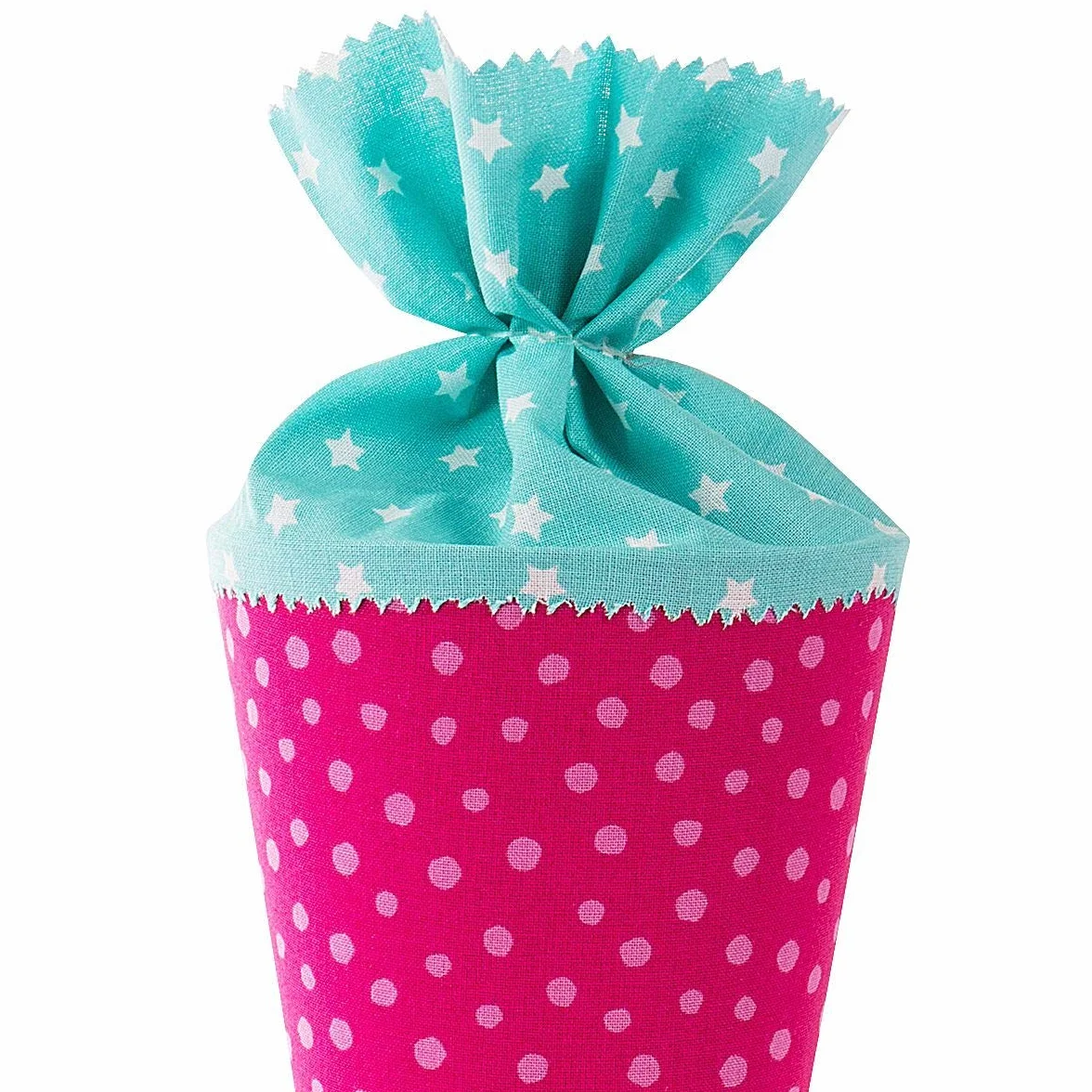 Goldbuch Tessuto Scuola Motivo a Pois e Stelle 35 cm Sacchetto di Zucchero Rosa Turchese Confezione Regalo 93 554