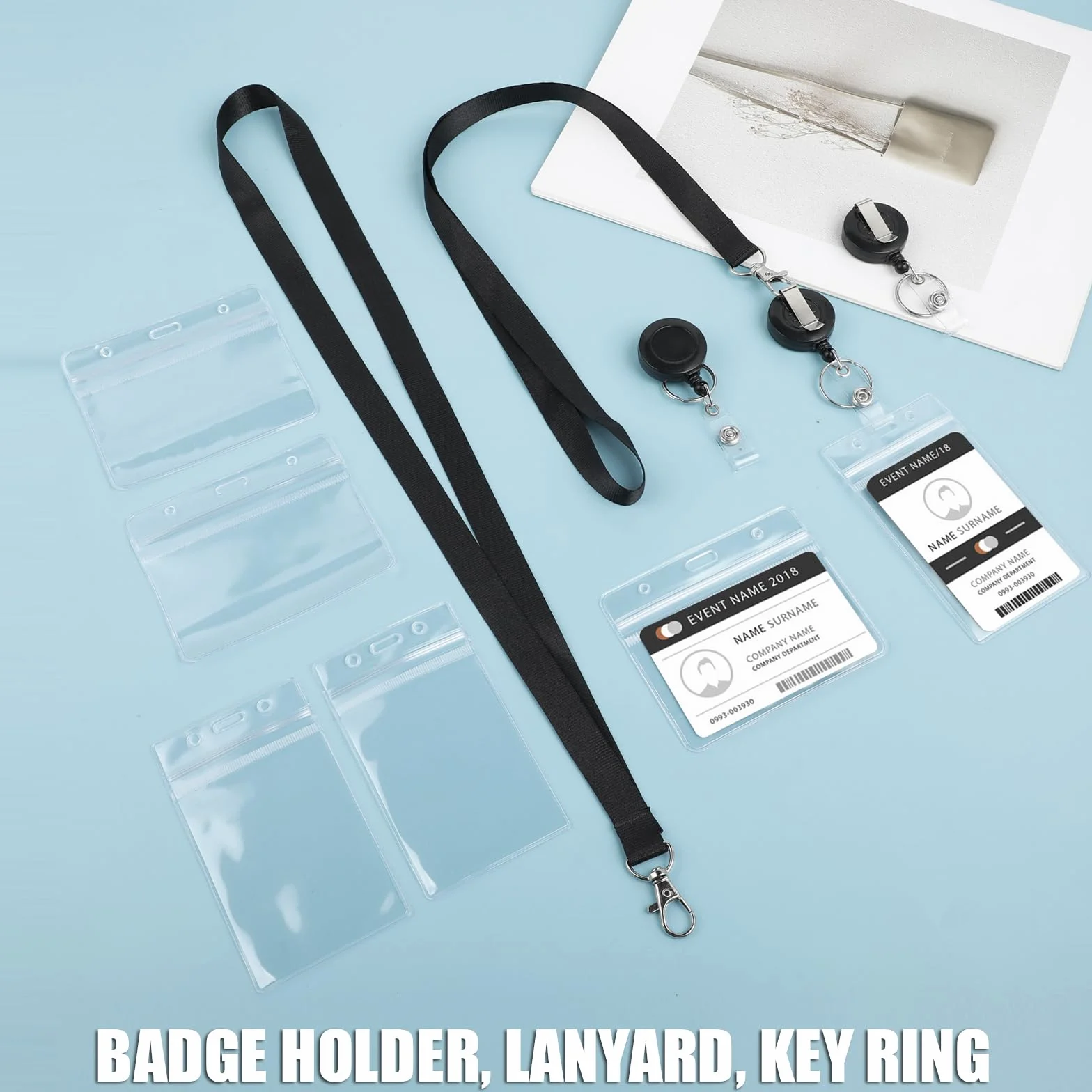 Porta Badge Retrattile con Lanyard, Porta Carte Trasparente e Custodia Impermeabile per DNI e Carte